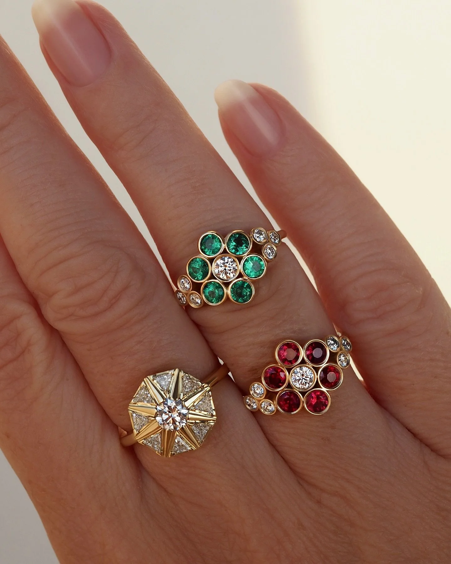 Where the sky kisses the earth ✨

The Maia diamond ring, Wildflower emerald ring and Wildflower ruby ring.. channelling divine beauty, balance and harmony ⚖️✨

#tashiajewellery #finejewellery #mysticaljewellery #emerald #diamond #ruby #craftsmanship
