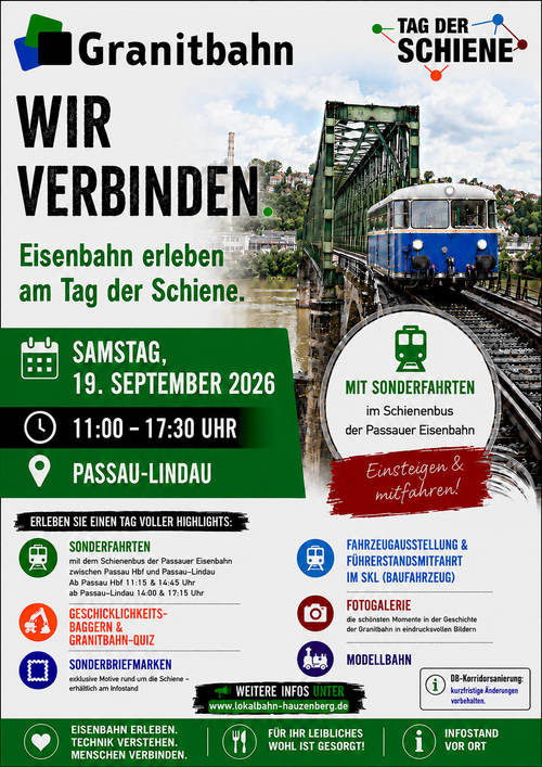 Tag der Schiene am Sa, 19.09.: Granitbahn gestaltet Programm für Familien — Lokalbahn Hauzenberg