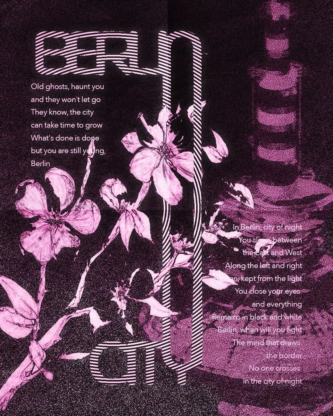 DESIGN EXPERIMENT 🧪 Berlin City / Font / Poster / Shirt / Album Cover &mdash;&mdash;&mdash;&mdash; The design reflects on the divide between east and west but also between old and new as well as upper and lower classes within the city. Cherry blosso