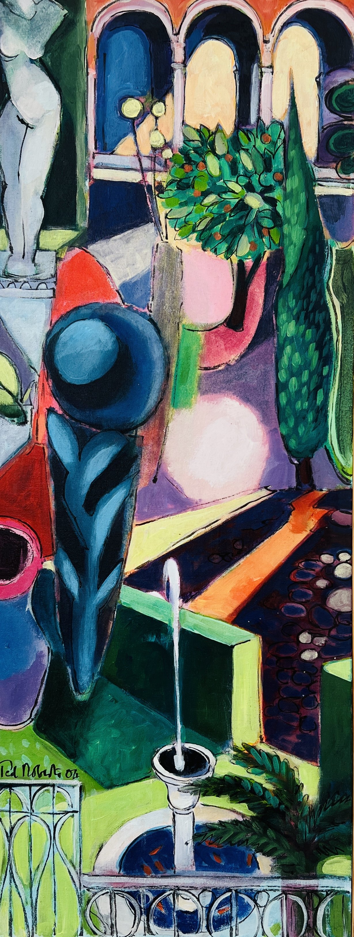 Cloistered garden. 2004. Acrylic on board. 78cm x 30cm Ref: 