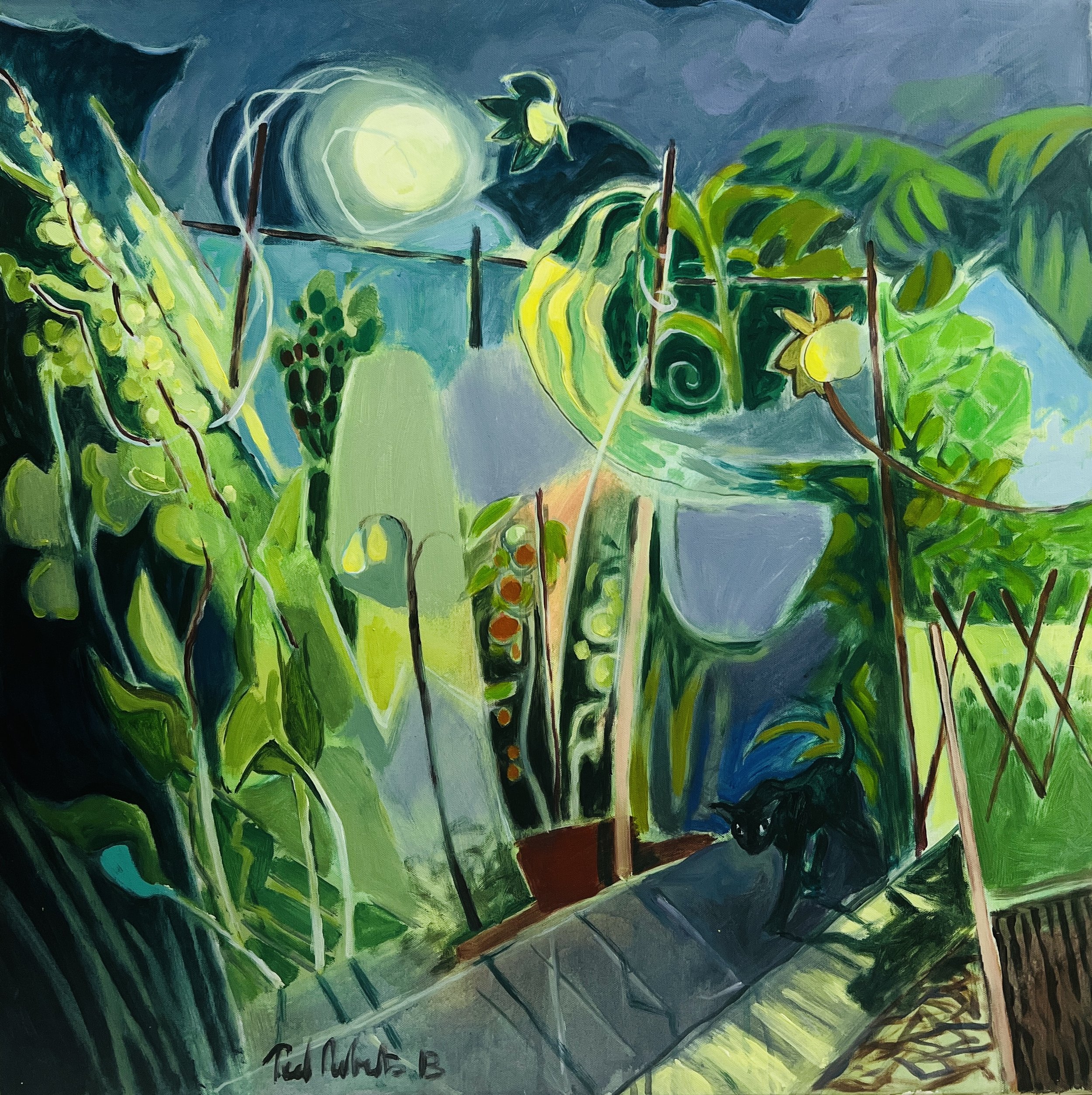 Moon Garden. 2013. Acrylic on canvas. 82cm x 82cm £775 Ref: 1366