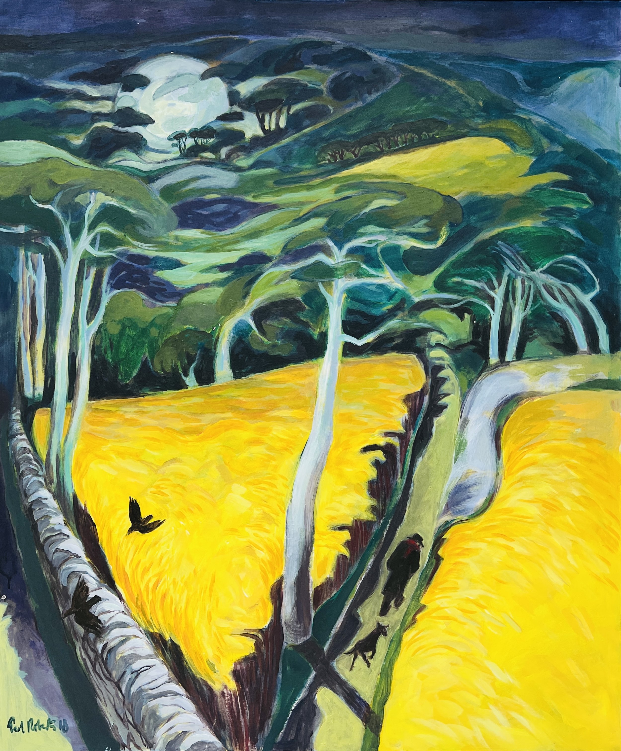 Moonlit Walk. 2018. Acrylic on canvas. 120cm x 100cm £1200 Ref: 1359