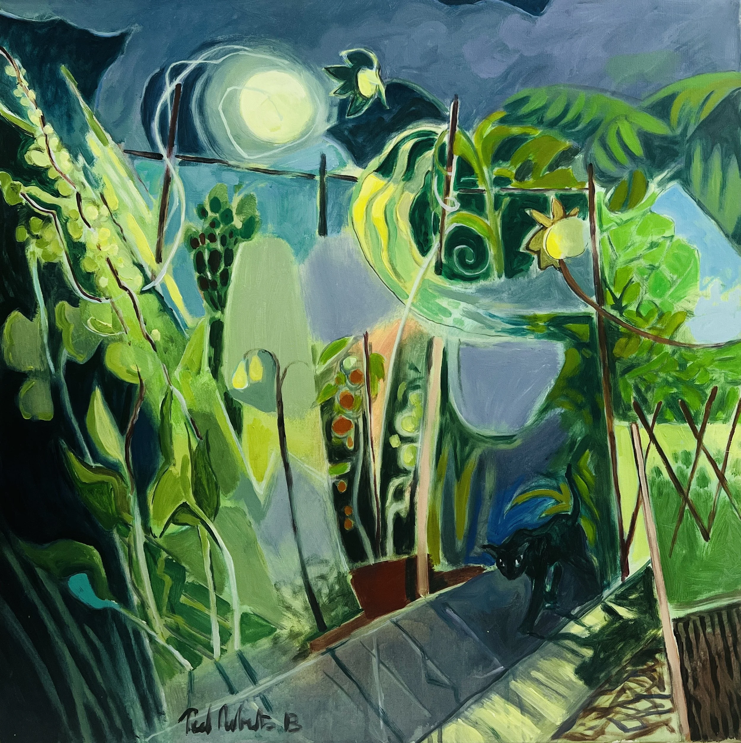 Moon Garden. 2013. Acrylic on canvas. 82cm x 82cm Ref: 1366