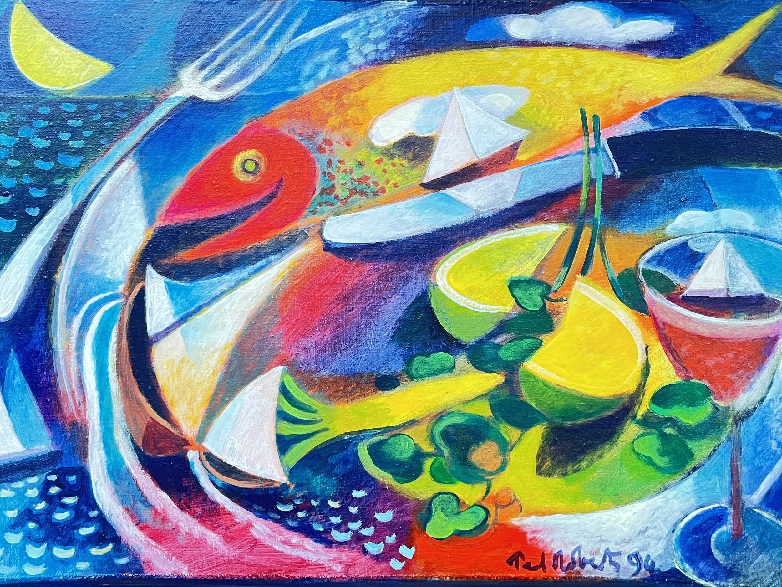 Tablescape. 1994. Acrylic on cotton. £800 
Ref: 1376