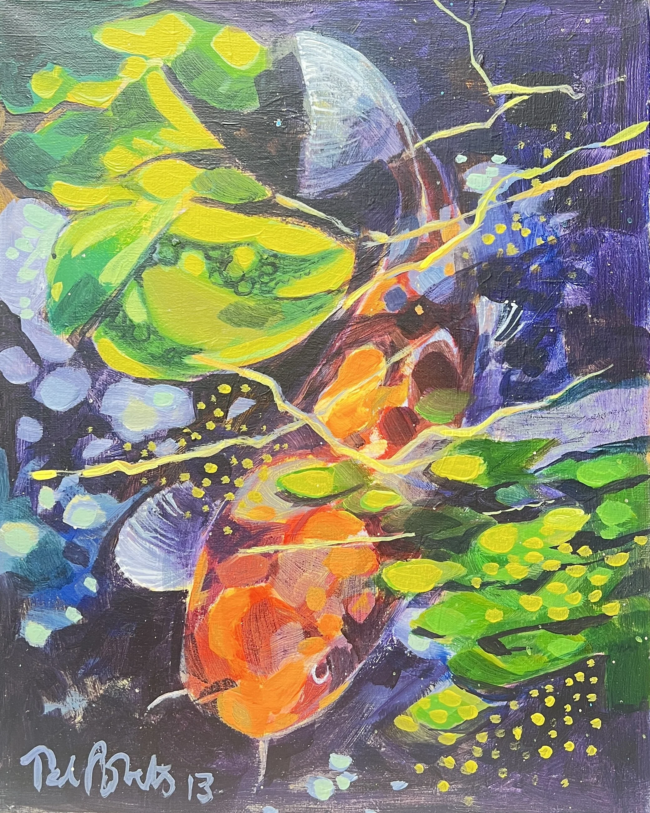 Emerging Koi. 2013. Acrylic on canvas. 41cm x 33cm £350 Ref: 1372