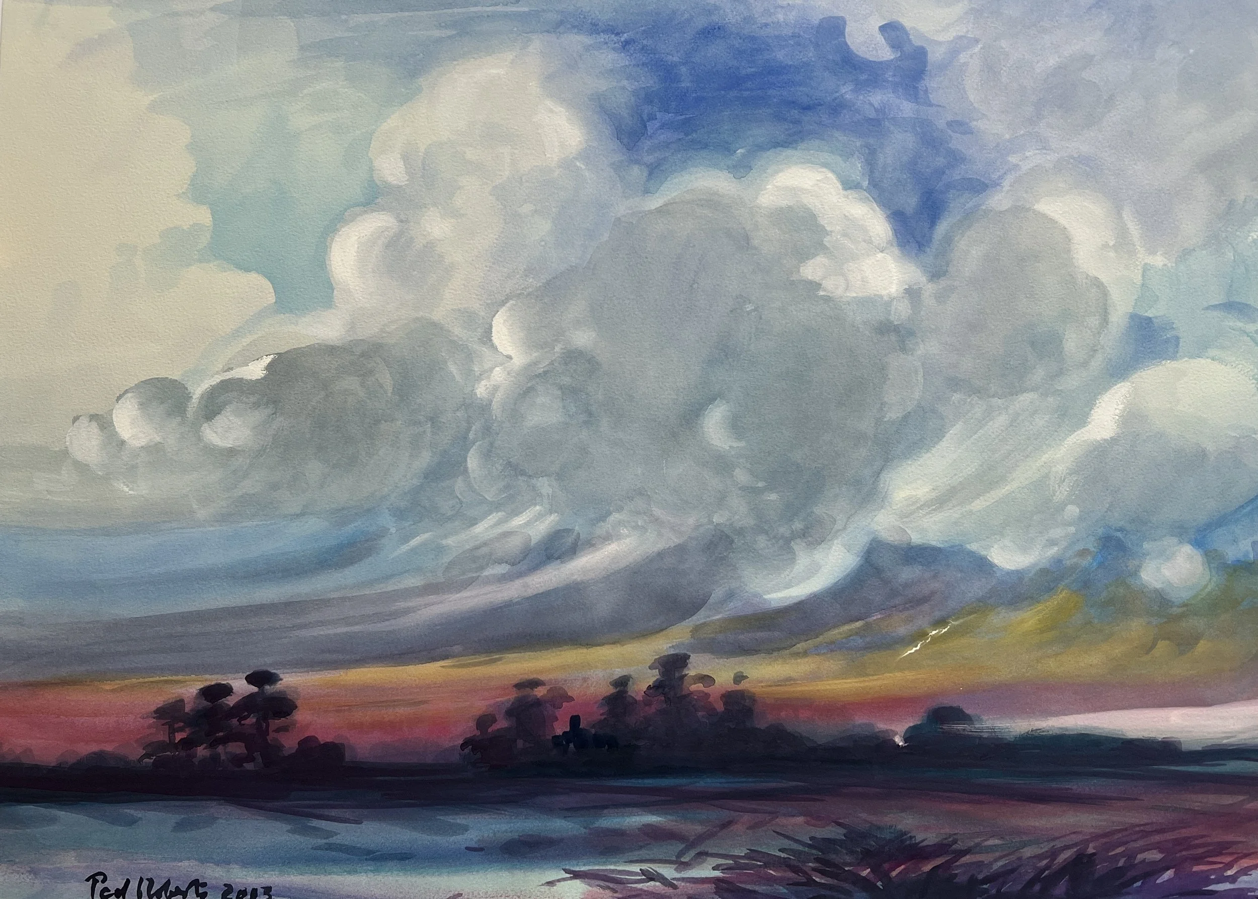 Bright Clouds. 2003. Mixed media. 52cm x 72cm £250 Ref: 2075