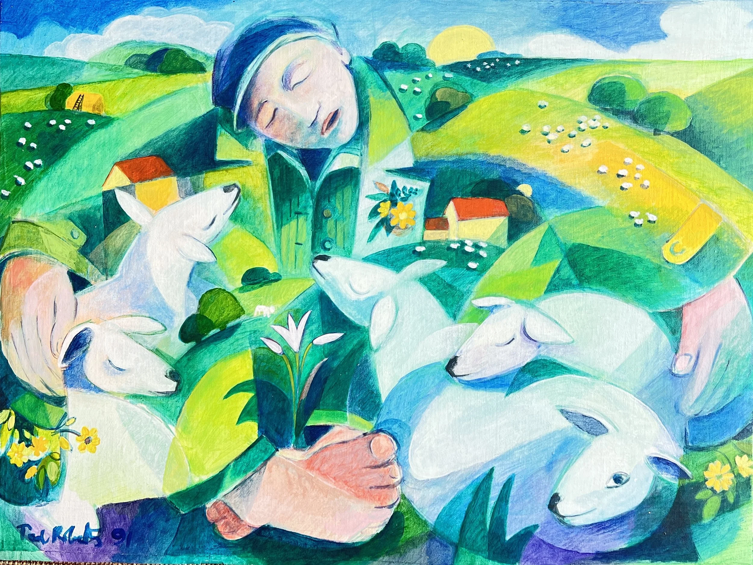 The Good Shepherd II. 1991. Acrylic on cotton. 53cm x 73cm Ref: 1378