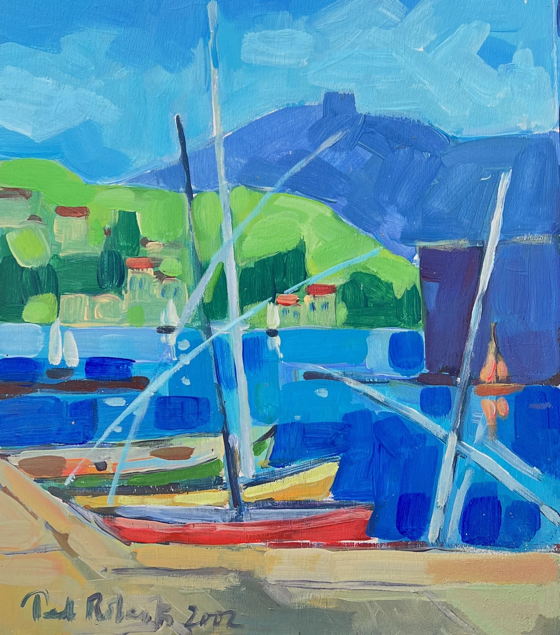 Collioure. 2002. Acrylic on board. 30cm x 30cm £300 Ref:  1371