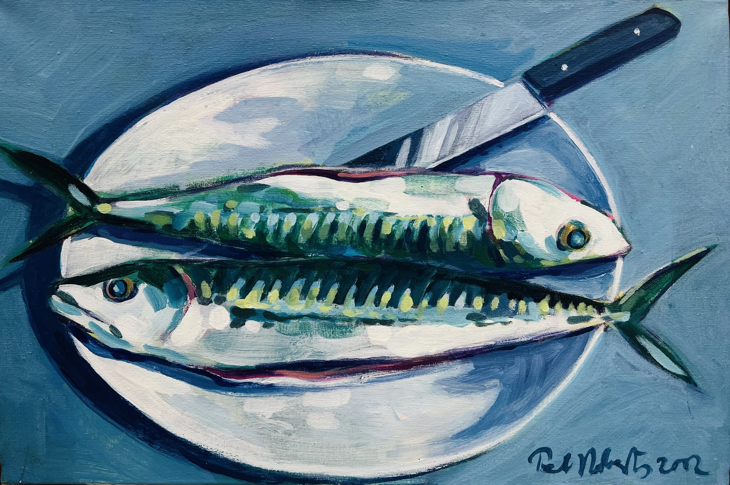 Head to tail. 2002. Acrylic on canvas. 27cm x 40cm £300 Ref: 1355