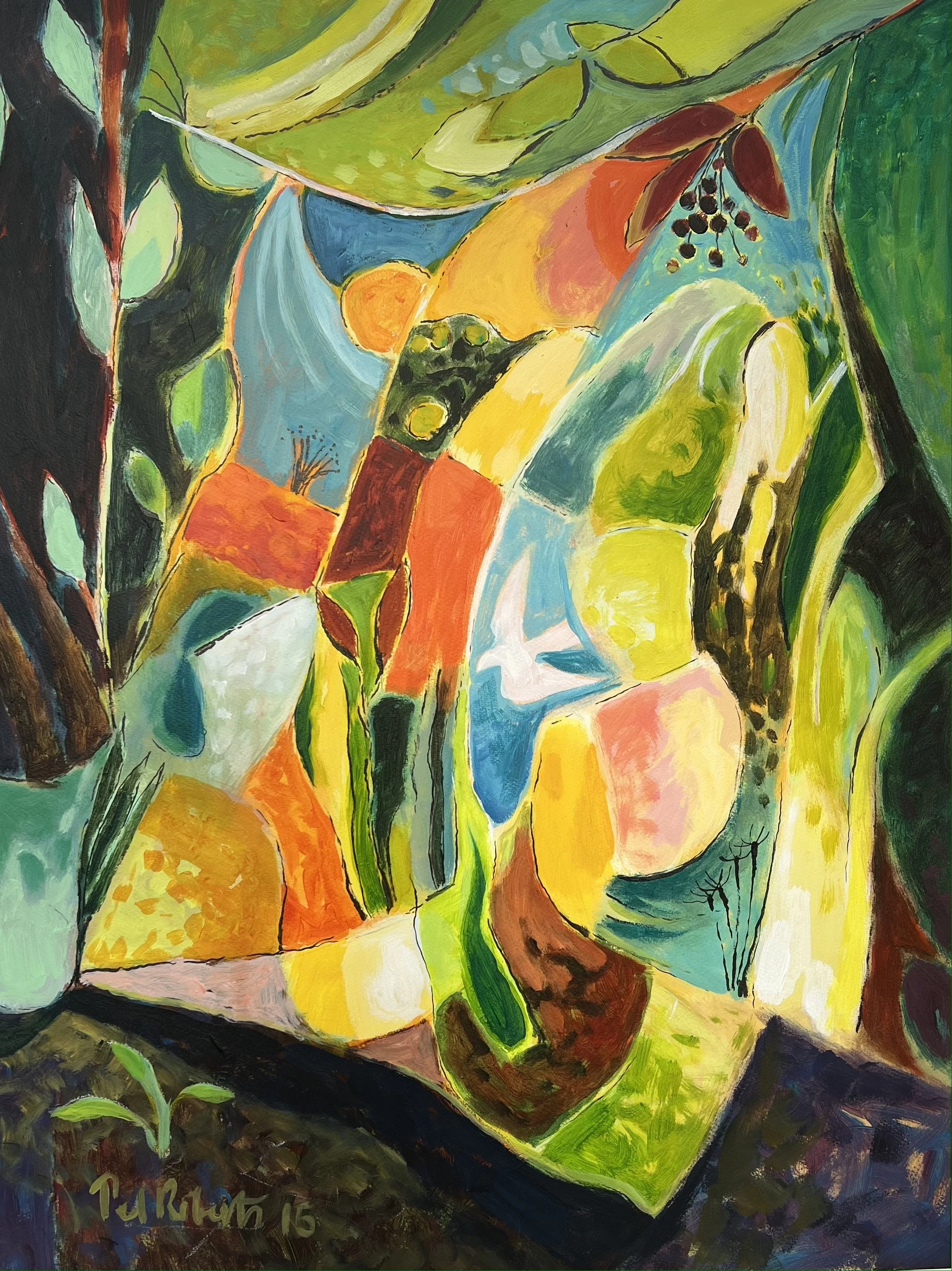 Curtained Autumn. 2015. Acrylic on paper. 71cm x 53cm. Ref: 1270