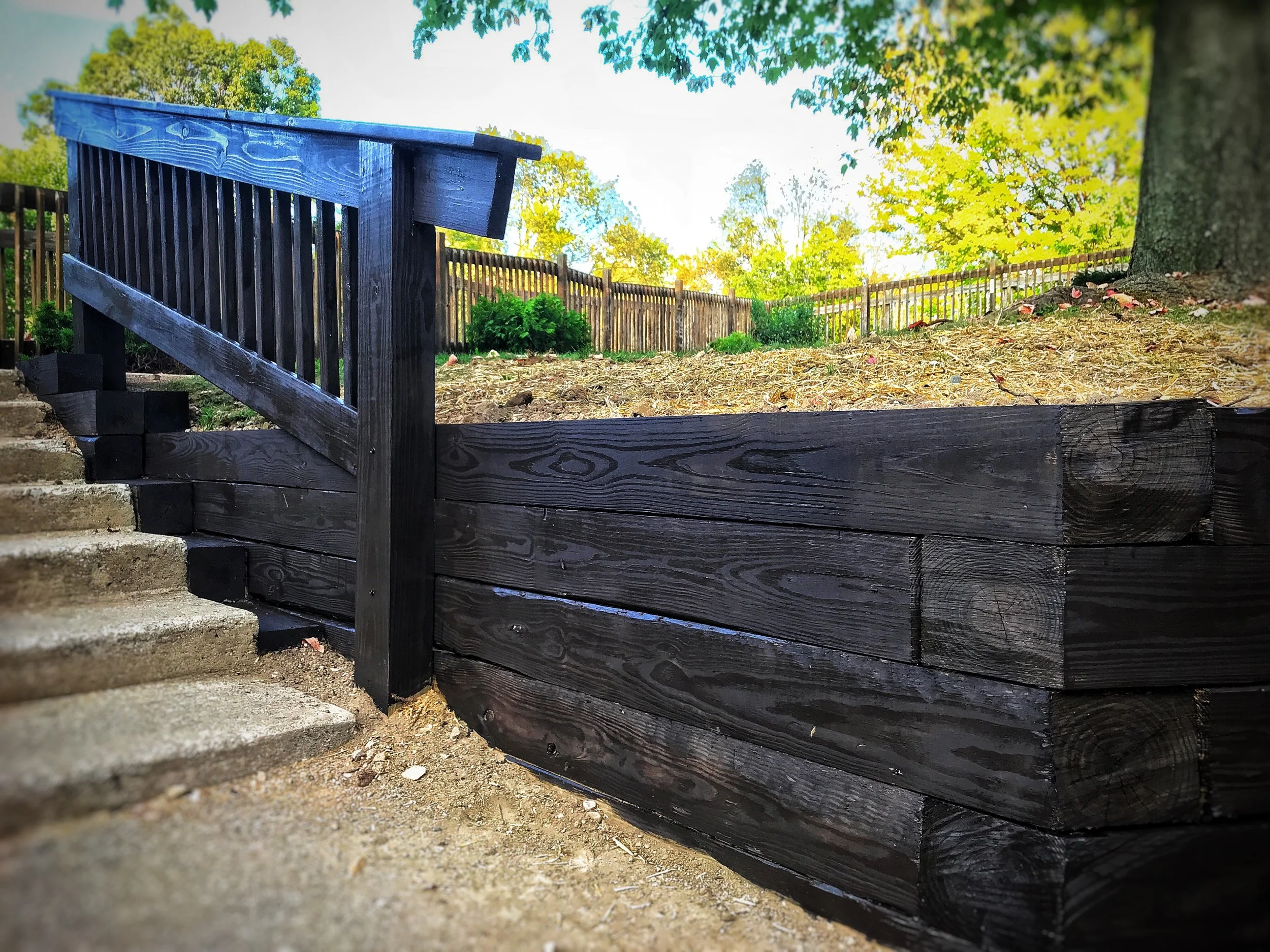 Ann Arbor, MI - Timber retaining wall. 