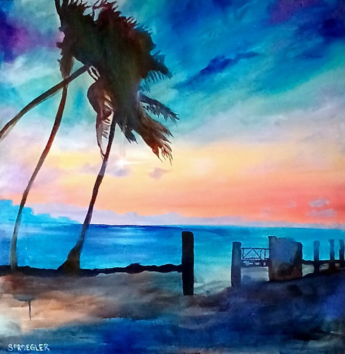 Key West Glow Square Art Print