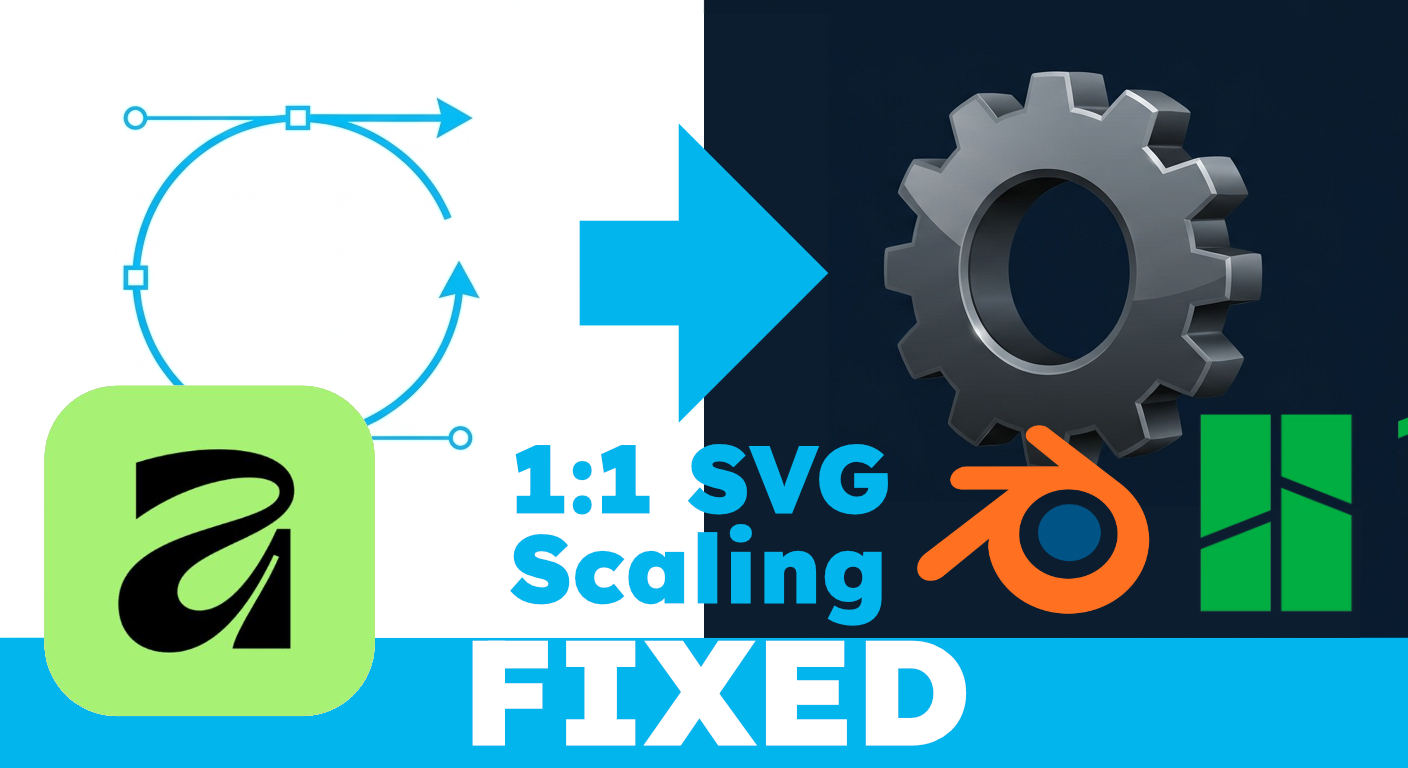 Affinity Designer document setup showing 90 DPI for 1:1 SVG export to Blender and Bambu Studio.