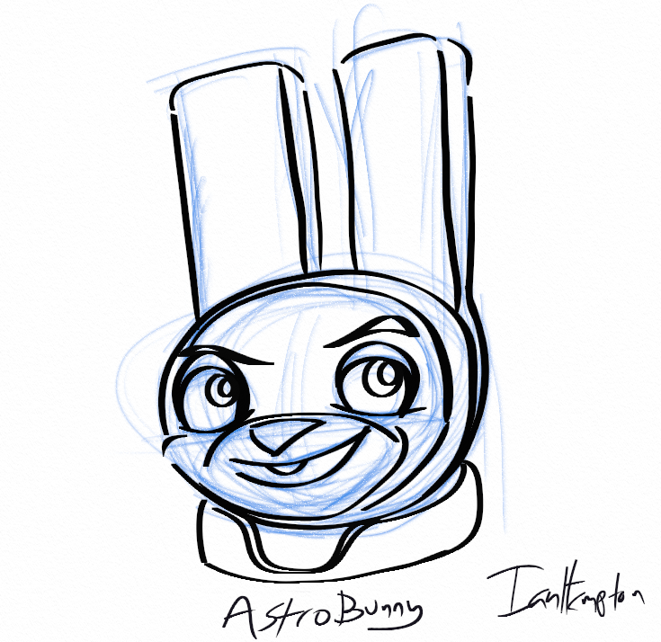 Star Hopper line art first named Astro Bunny