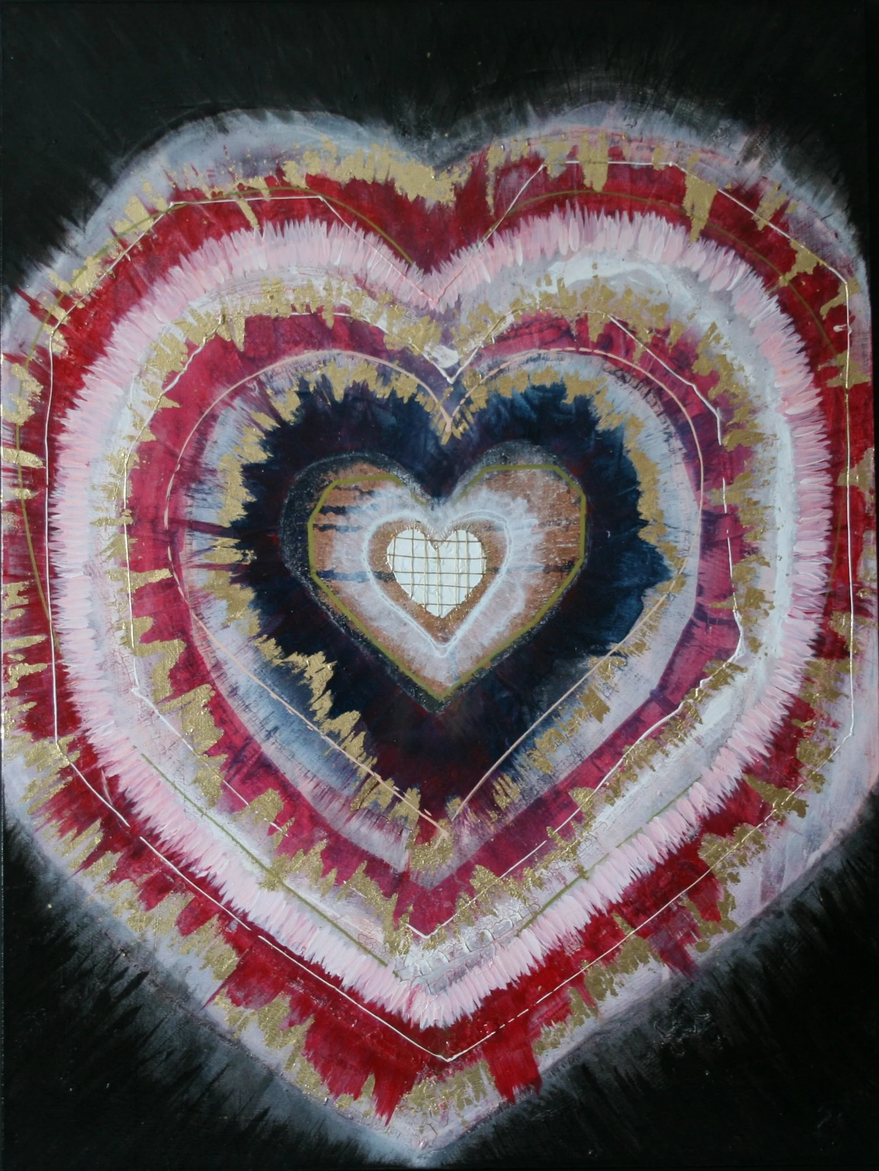 Layers of Protection, 40x30", acrylic and thread on canvas, $780