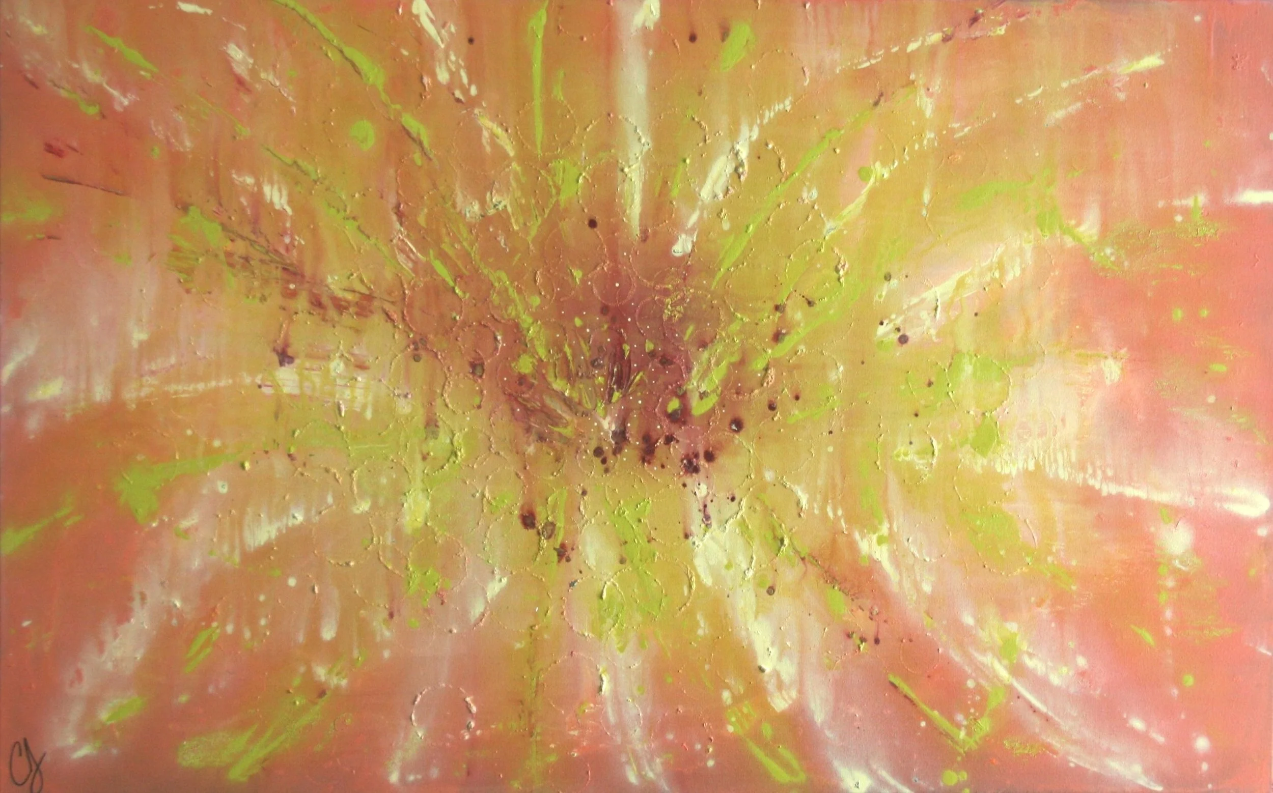 Zinnia, 30x48", acrylic and paste on canvas, $930