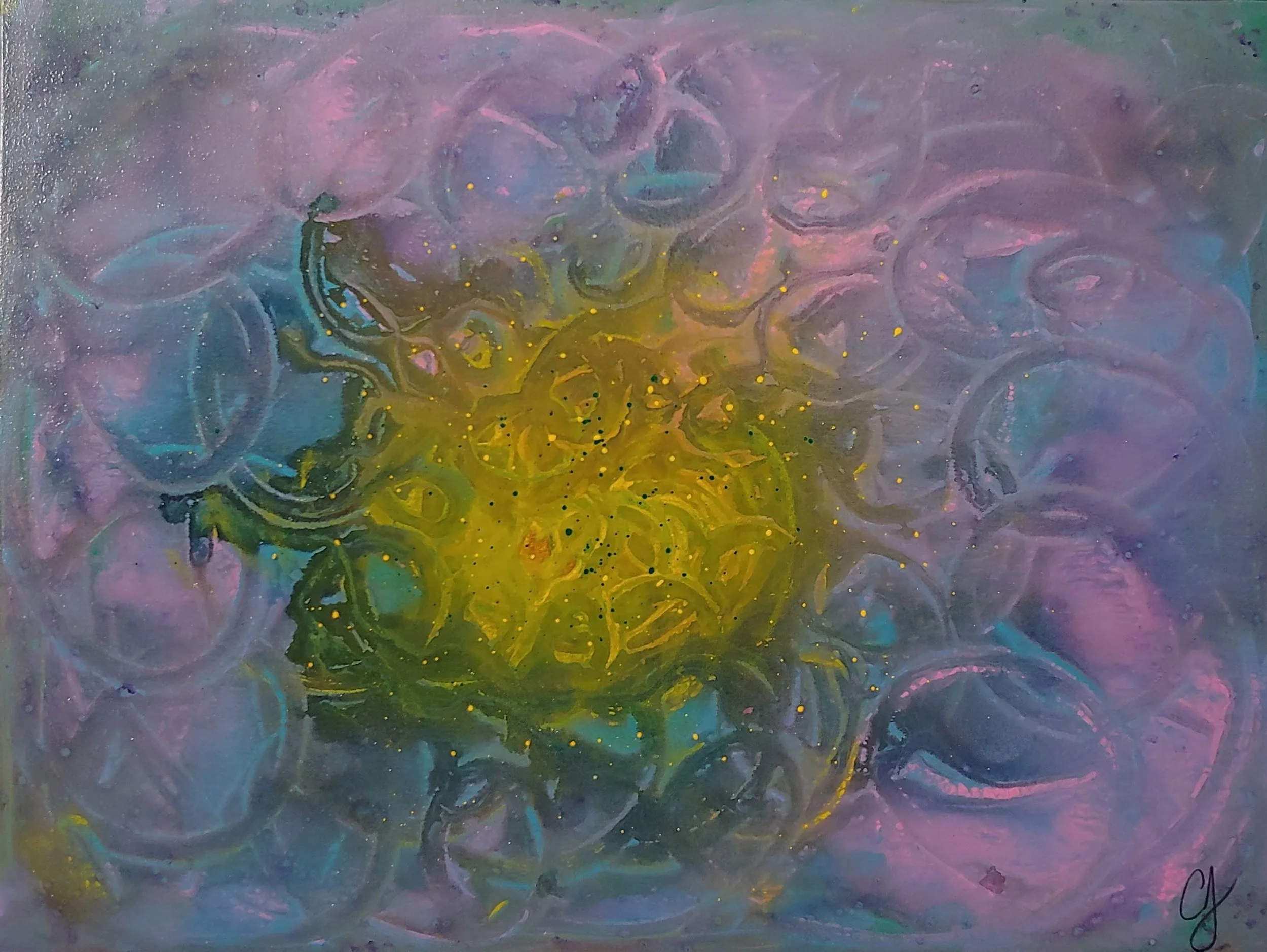 Forget-me-not, Her Majesty Collection, acrylic and paste on canvas, 30x40", $780