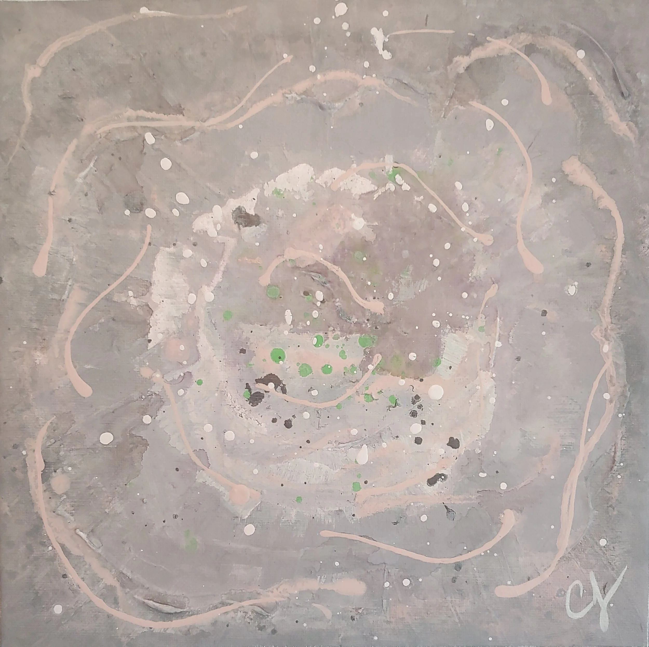 Poppy 1, 10x10", acrylic and paste on recycled canvas, $80