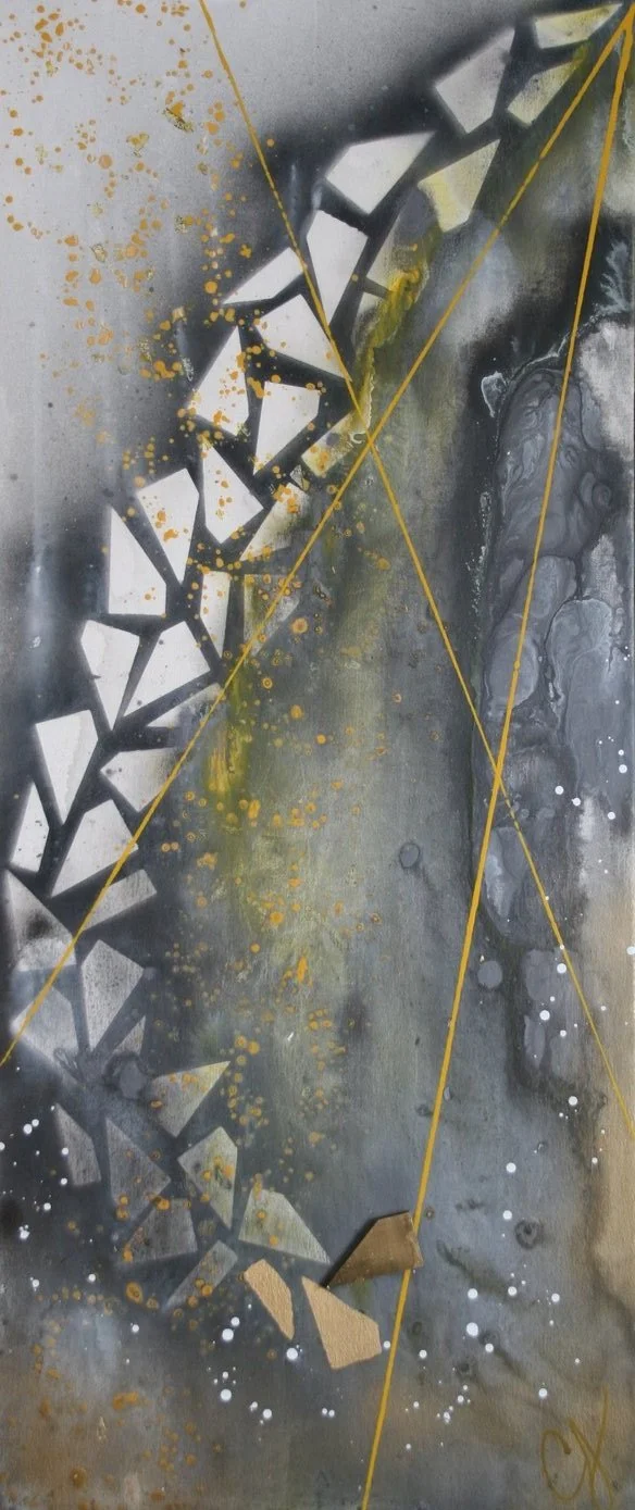 Odd one out, 37.5x16", mixed media on canvas, $410