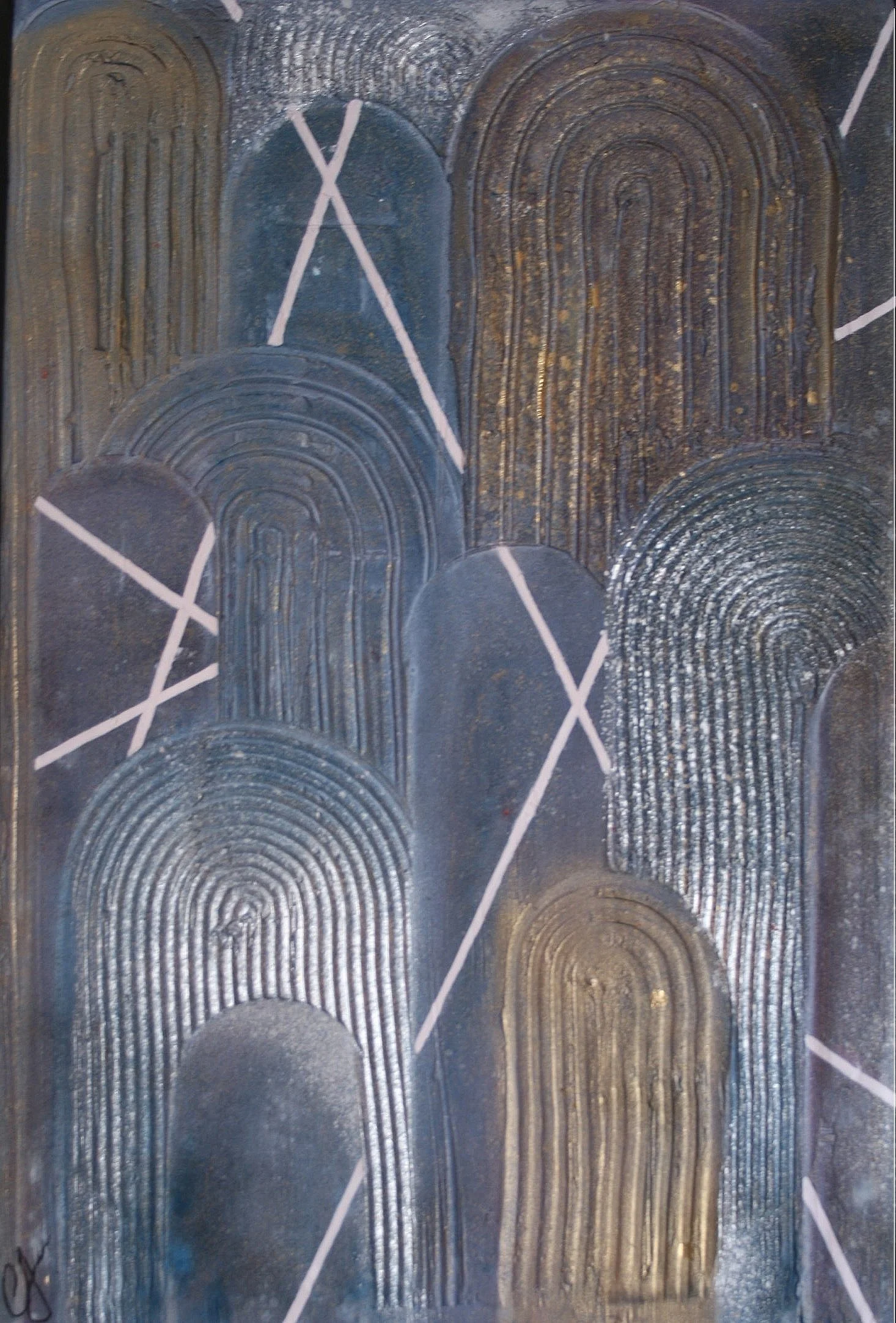 Cracks in the foundation, 24x16", mixed media on canvas, $250