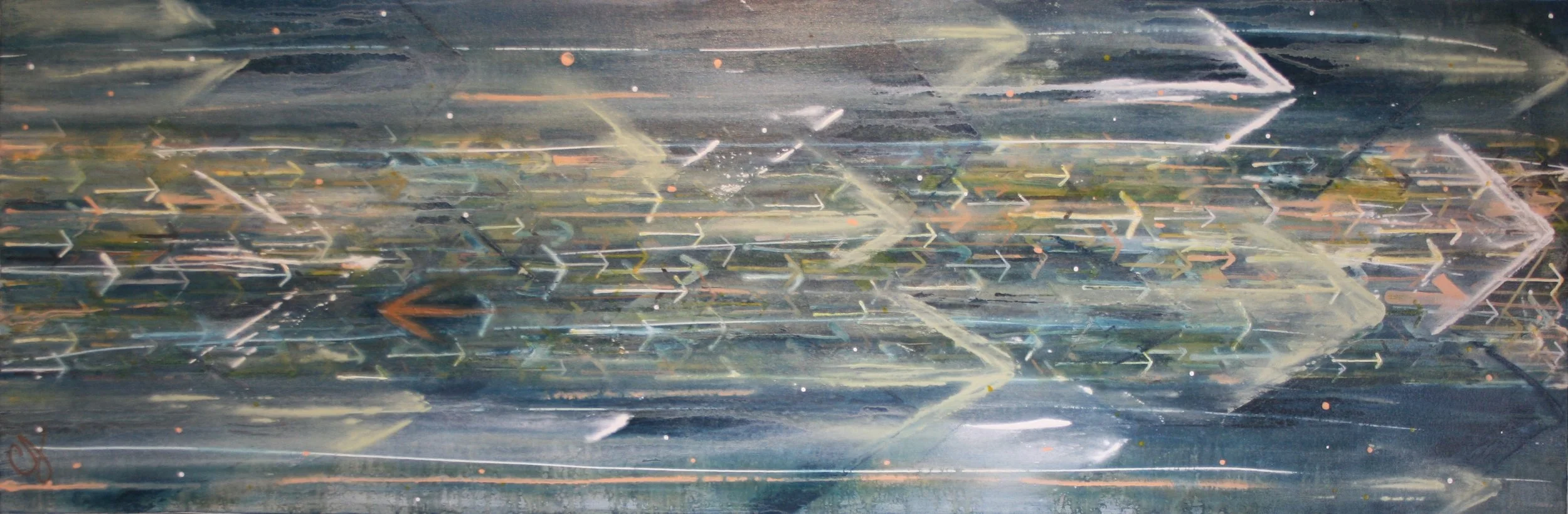 Against the flow, 20x60", acrylic on canvas, SOLD