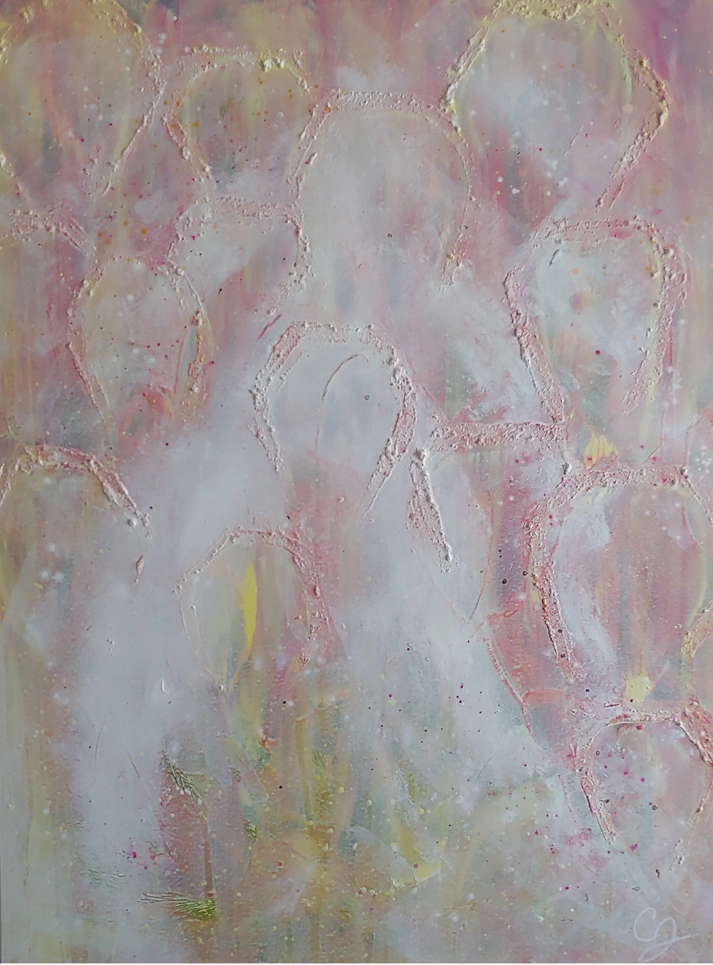 Protea, 48x36", acrylic and paste on canvas, $1120