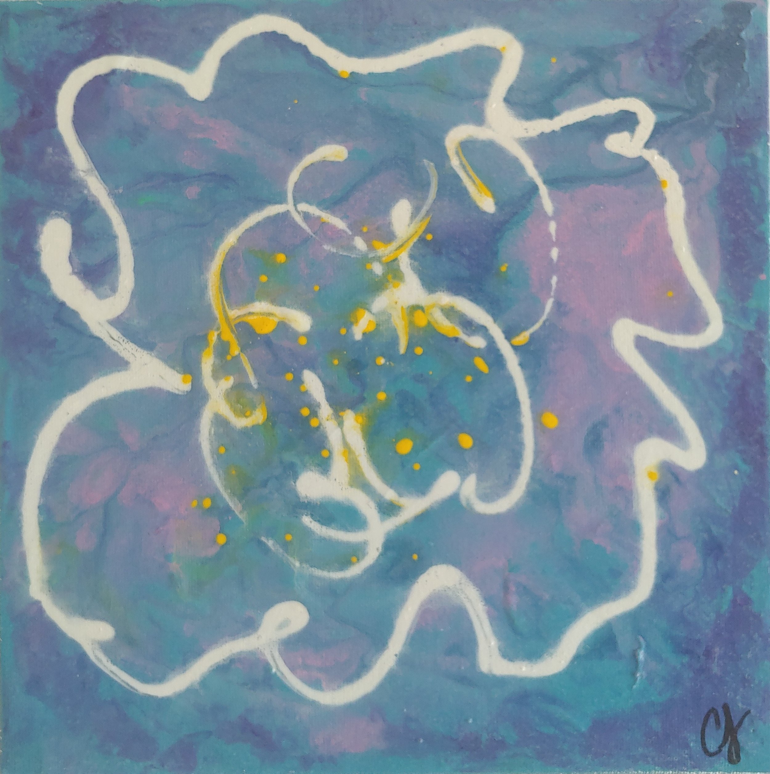 Forget-me-not 3, Her Majesty Collection, acrylic on recycled canvas, 10x10", $80