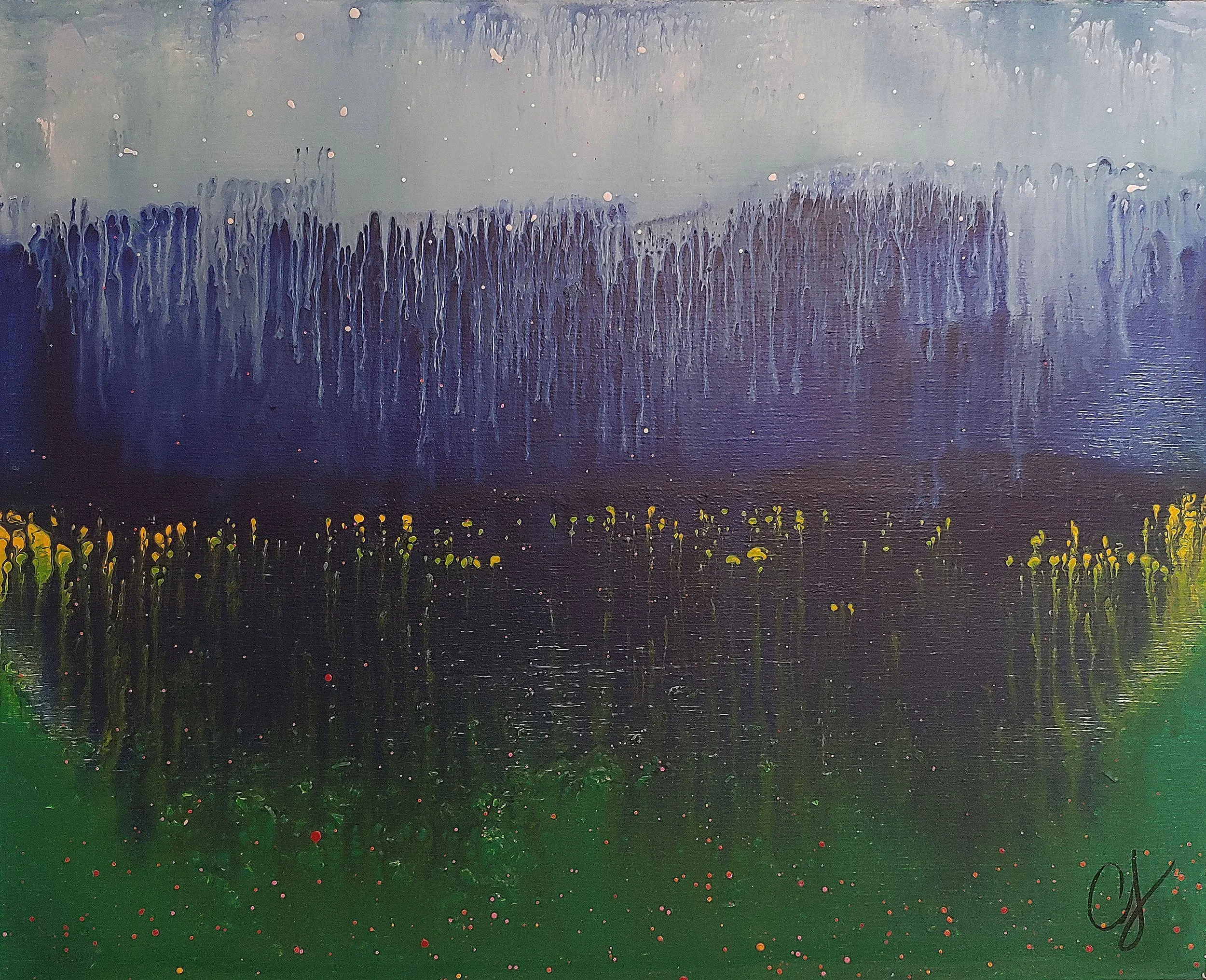 Spring, Wonderlands Collection, acrylic on cradled wood panel, 16x20", in refurbished wood frame, $235