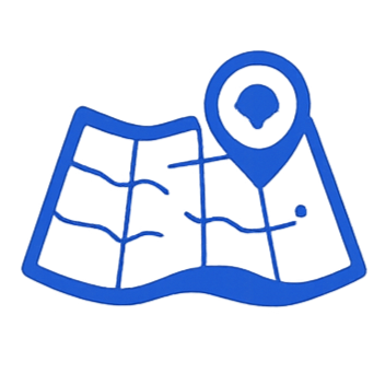 A Map icon representing the intial work to find the solid ground and strengths of the learners before diving into the work.