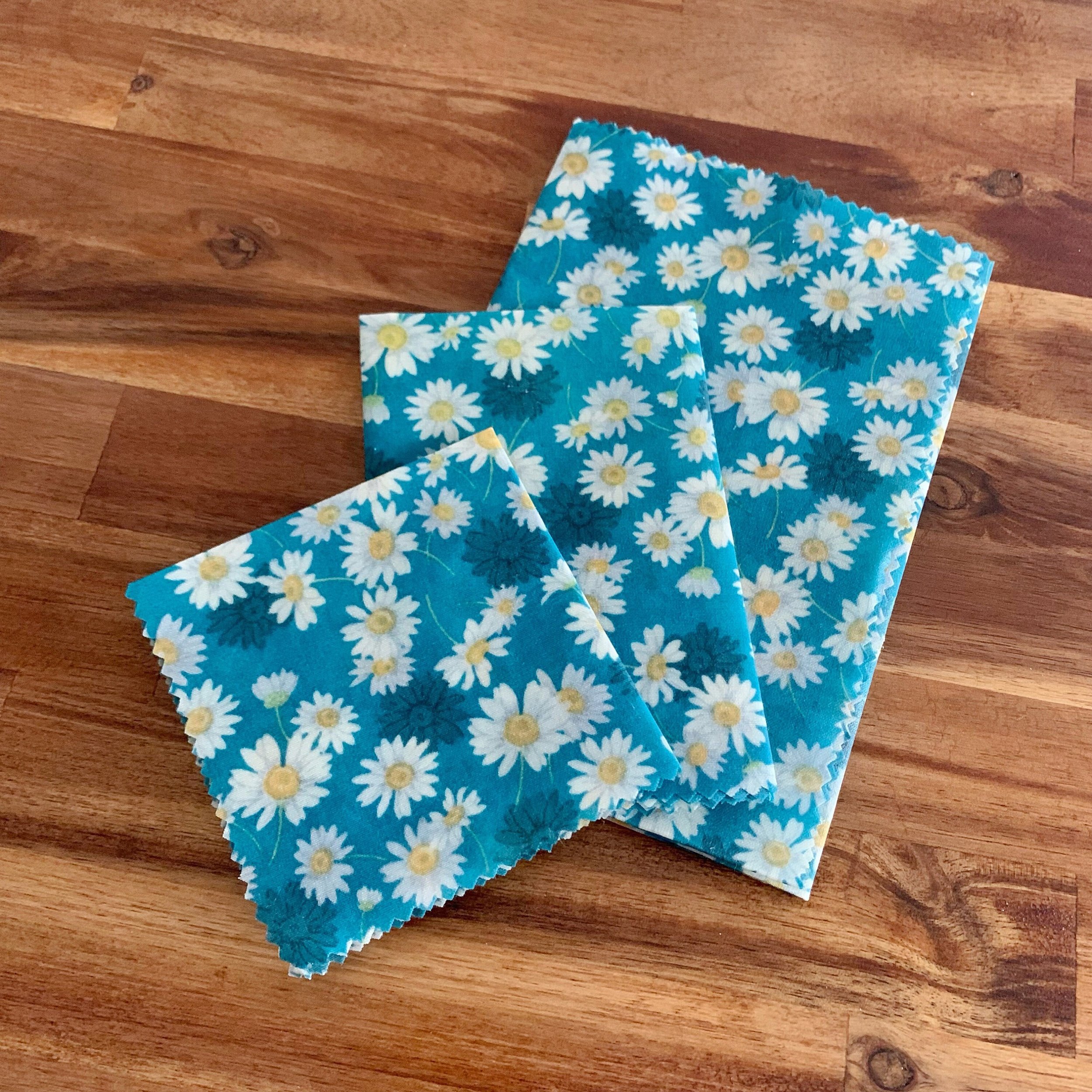 Bee Wrap - emballage alimentaire Bio "Paquerette", fait main et lavable - Lot de 3 - Fait main en France par L’Atelier de July