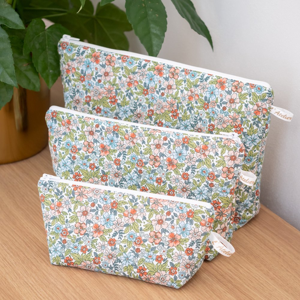 Trousse en tissu Bio « La Florale », Handmade in France