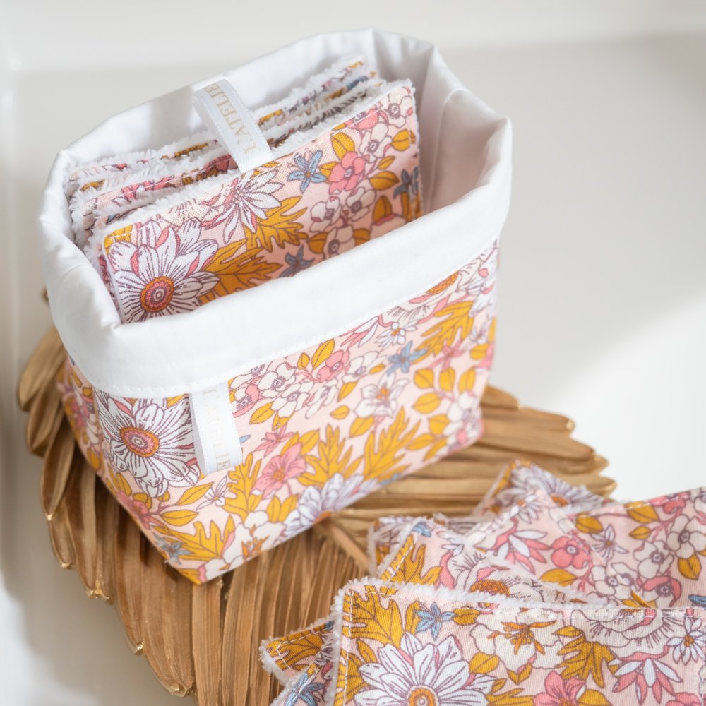 Coton lavable tissu BIO « Oiseau » pour démaquillage ou bébé, Handmade in  France