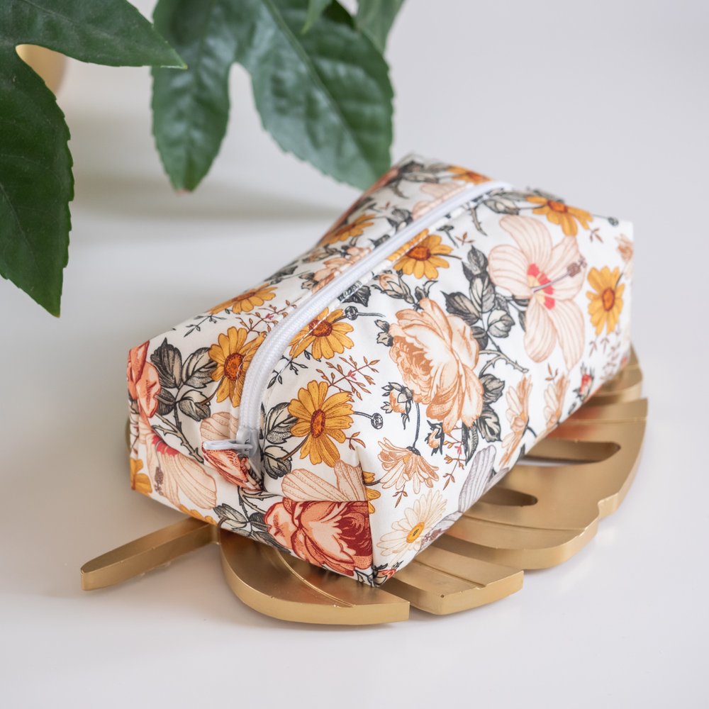 Trousse en tissu Bio Jardin Anglais, Handmade in France