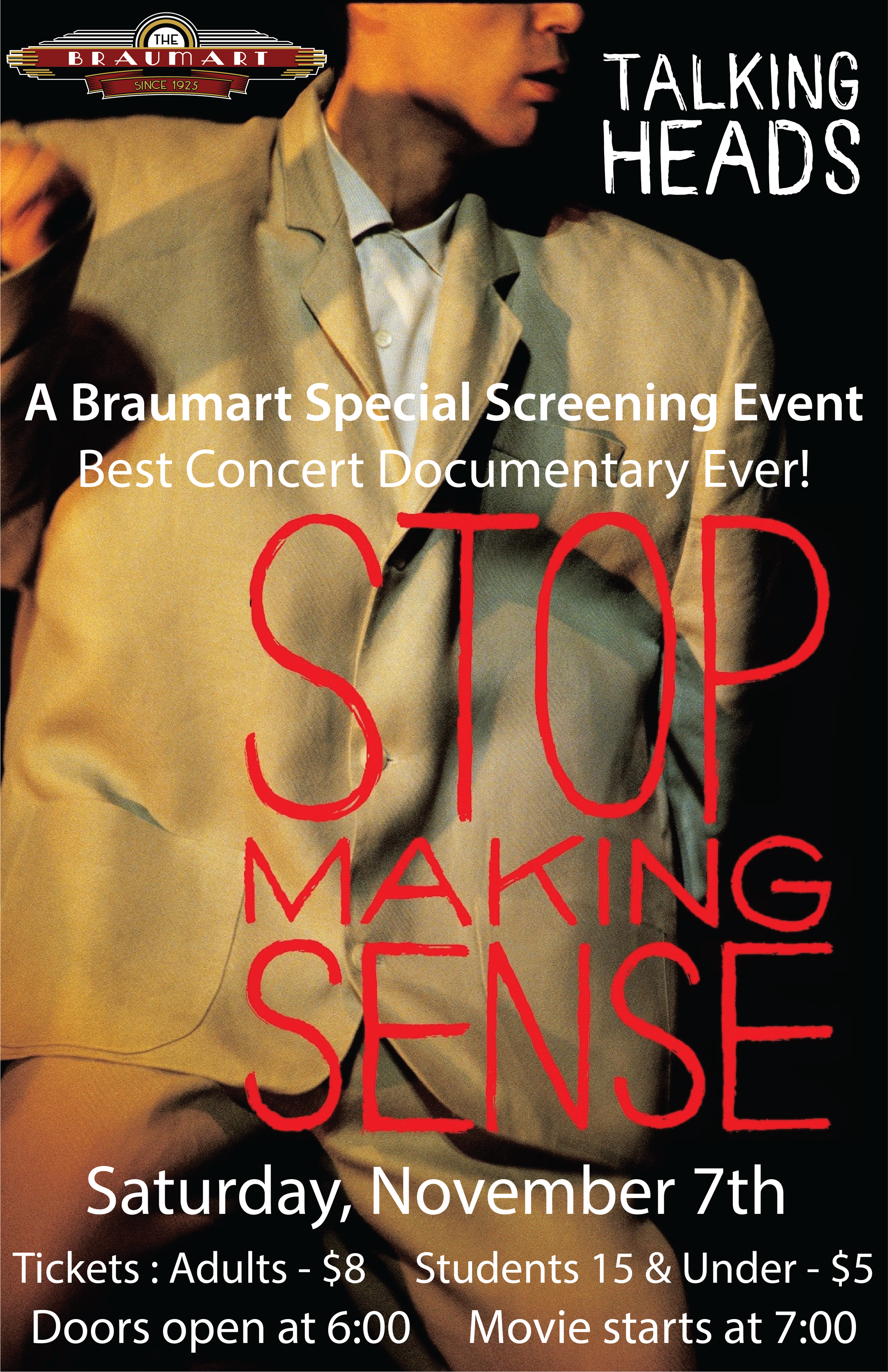 Talking Heads ‘Stop Making Sense’ Movie Showing