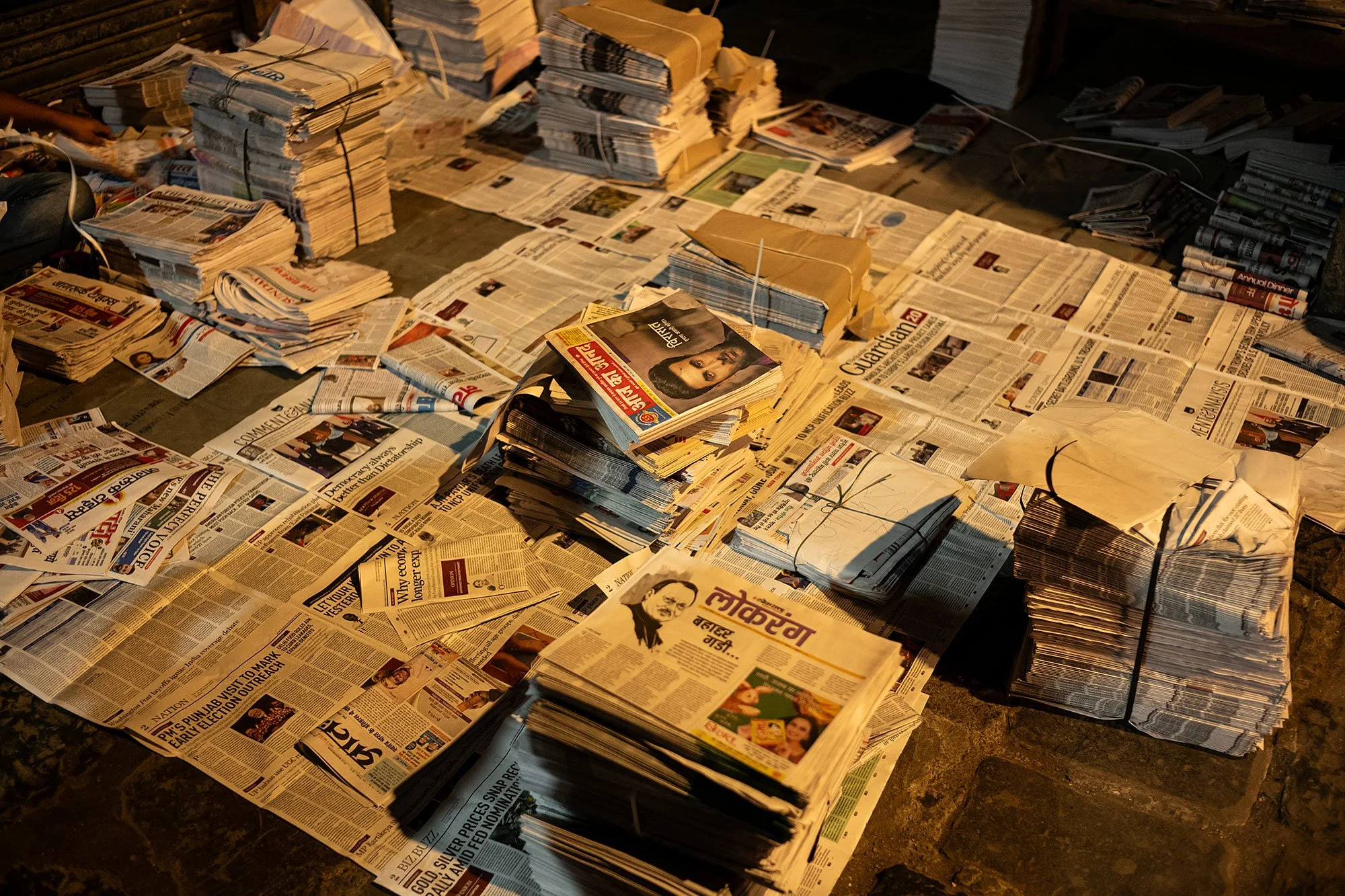 Newspaper market, Mumbai, India.