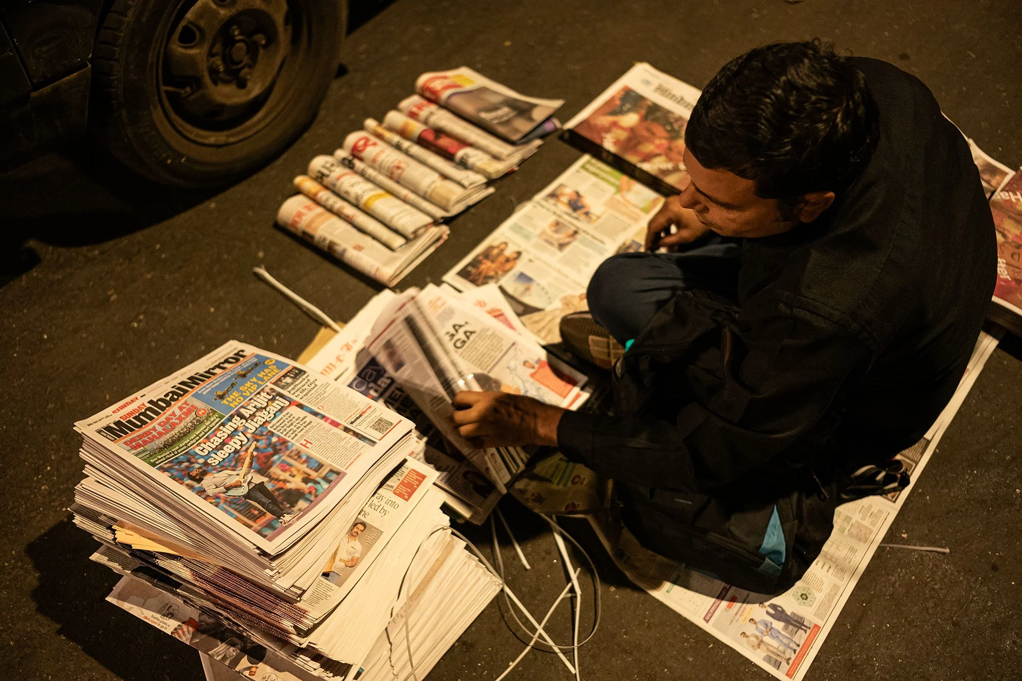 Newspaper market, Mumbai, India.