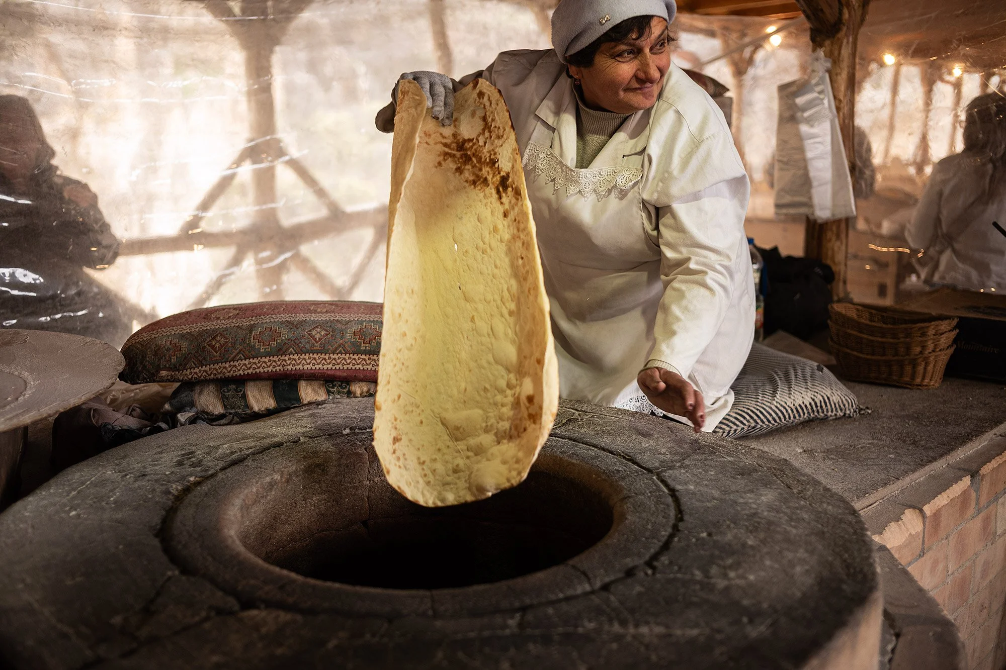 Making flatbread. Garni, Armenia.