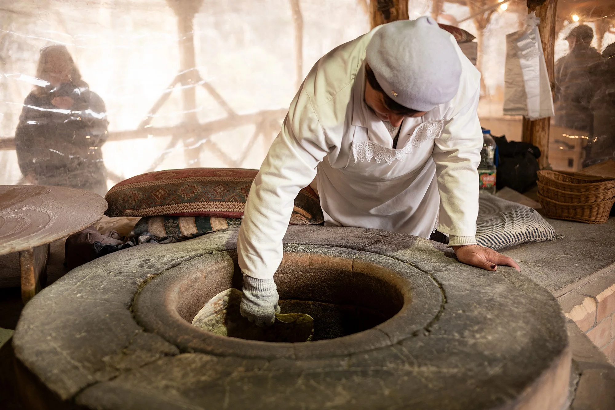 Making flatbread. Garni, Armenia.