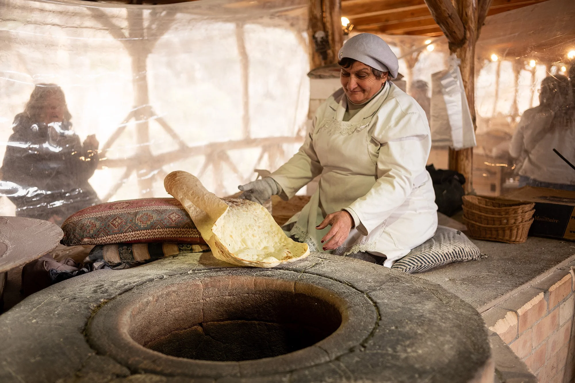 Making flatbread. Garni, Armenia.