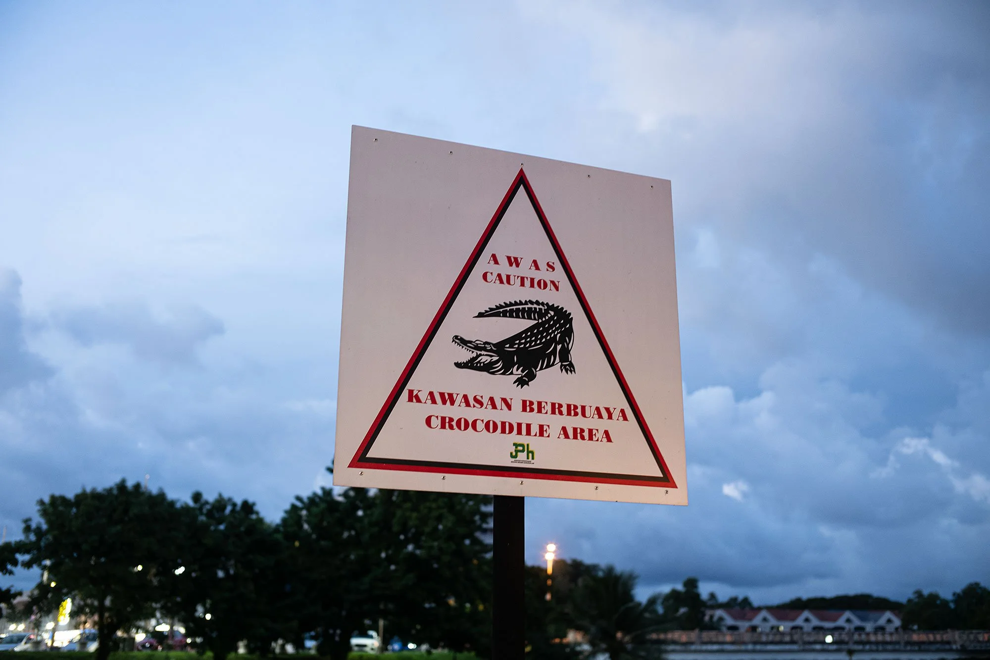 Beware of crocodiles. Sungai Mengliait. Brunei