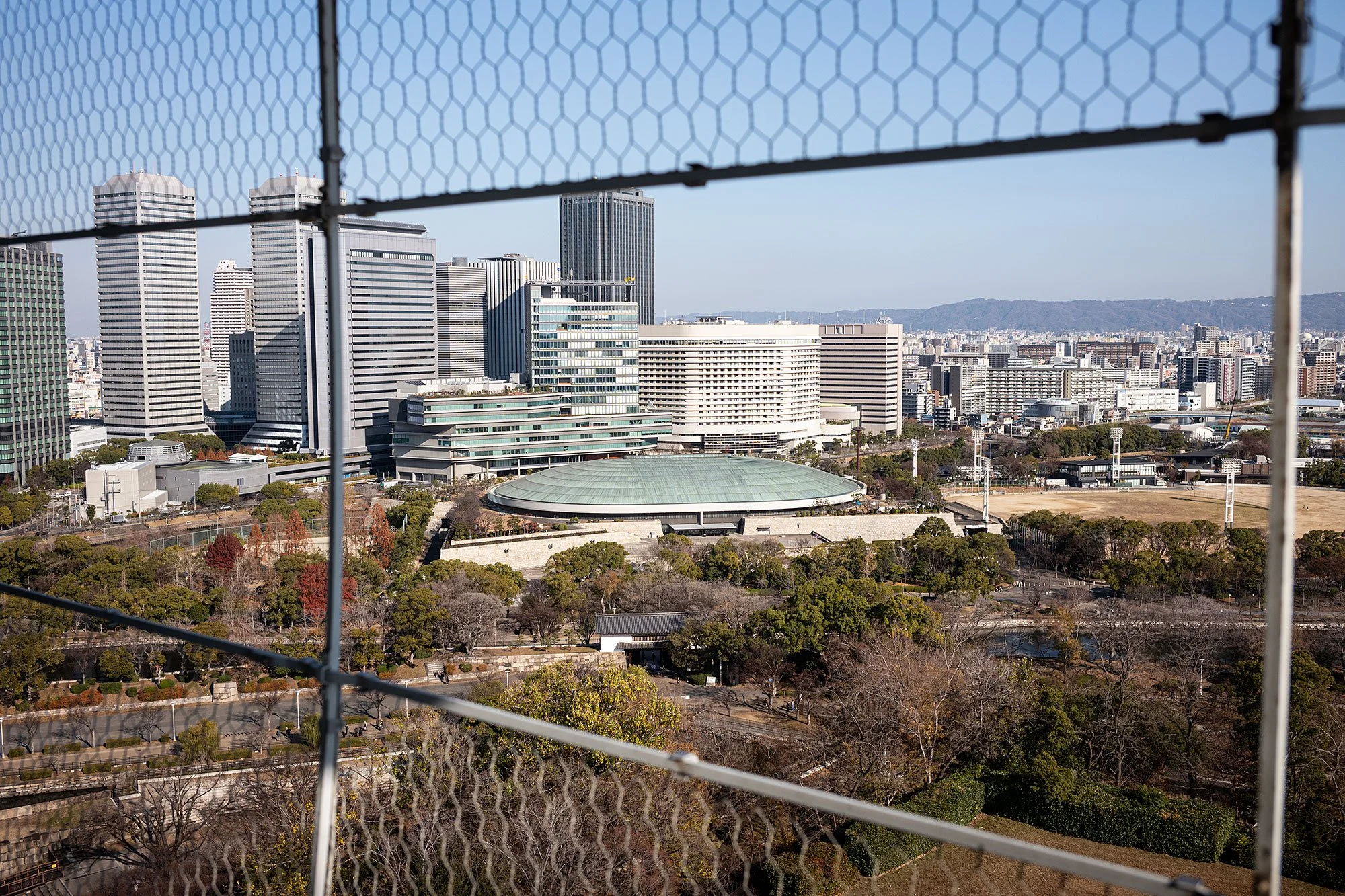 Views of Osaka from Osaka Castle, Osaka, Japan.