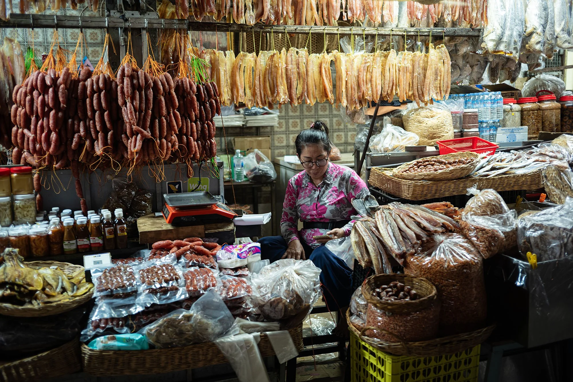 Foodstuffs market in Siem Reap, Cambodia.