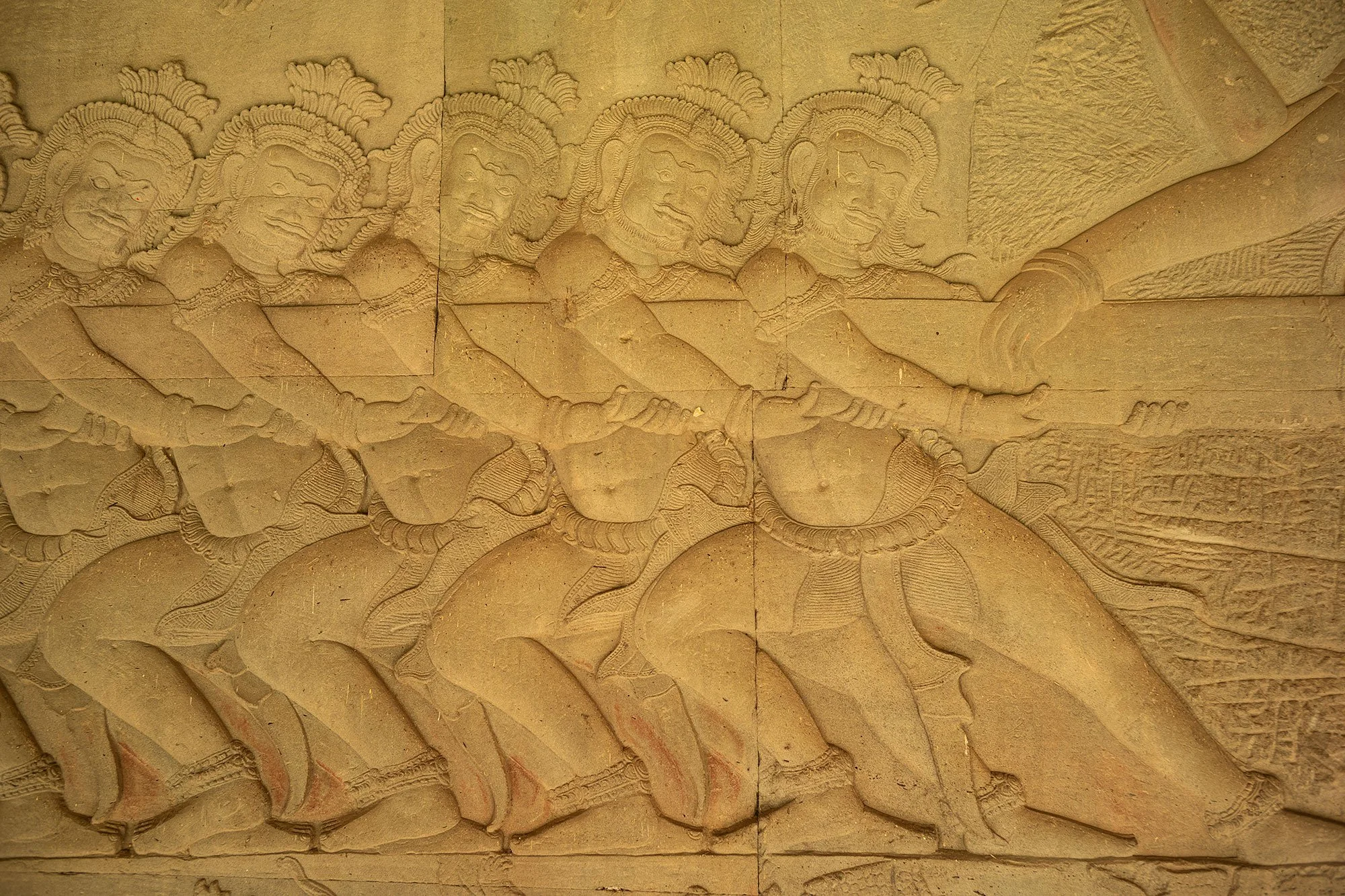Churning of the Ocean of Milk bas-relief gallery at Angkor Wat, Cambodia
