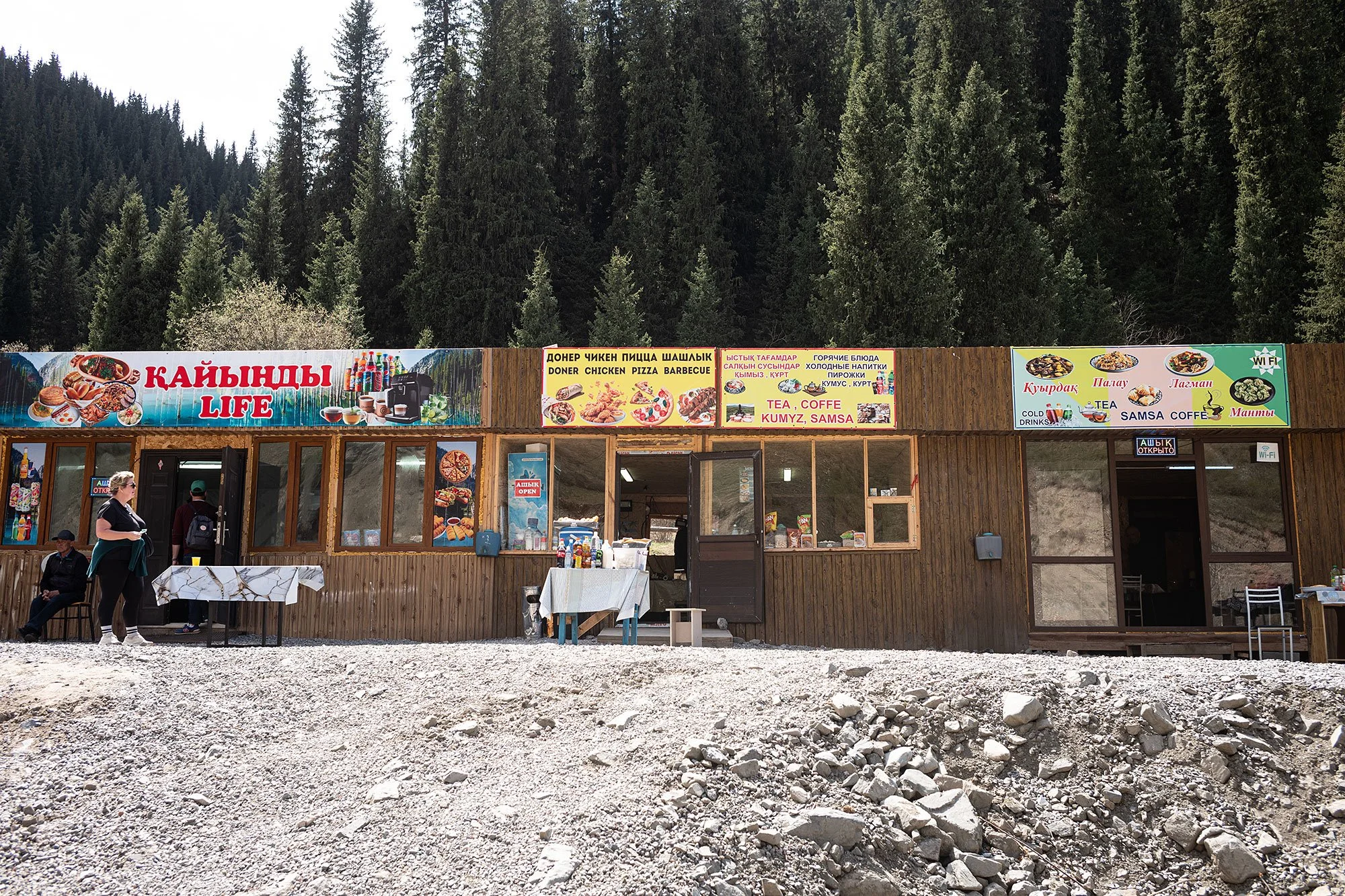 Kaindy Lake coffee shops, Kazakhstan.