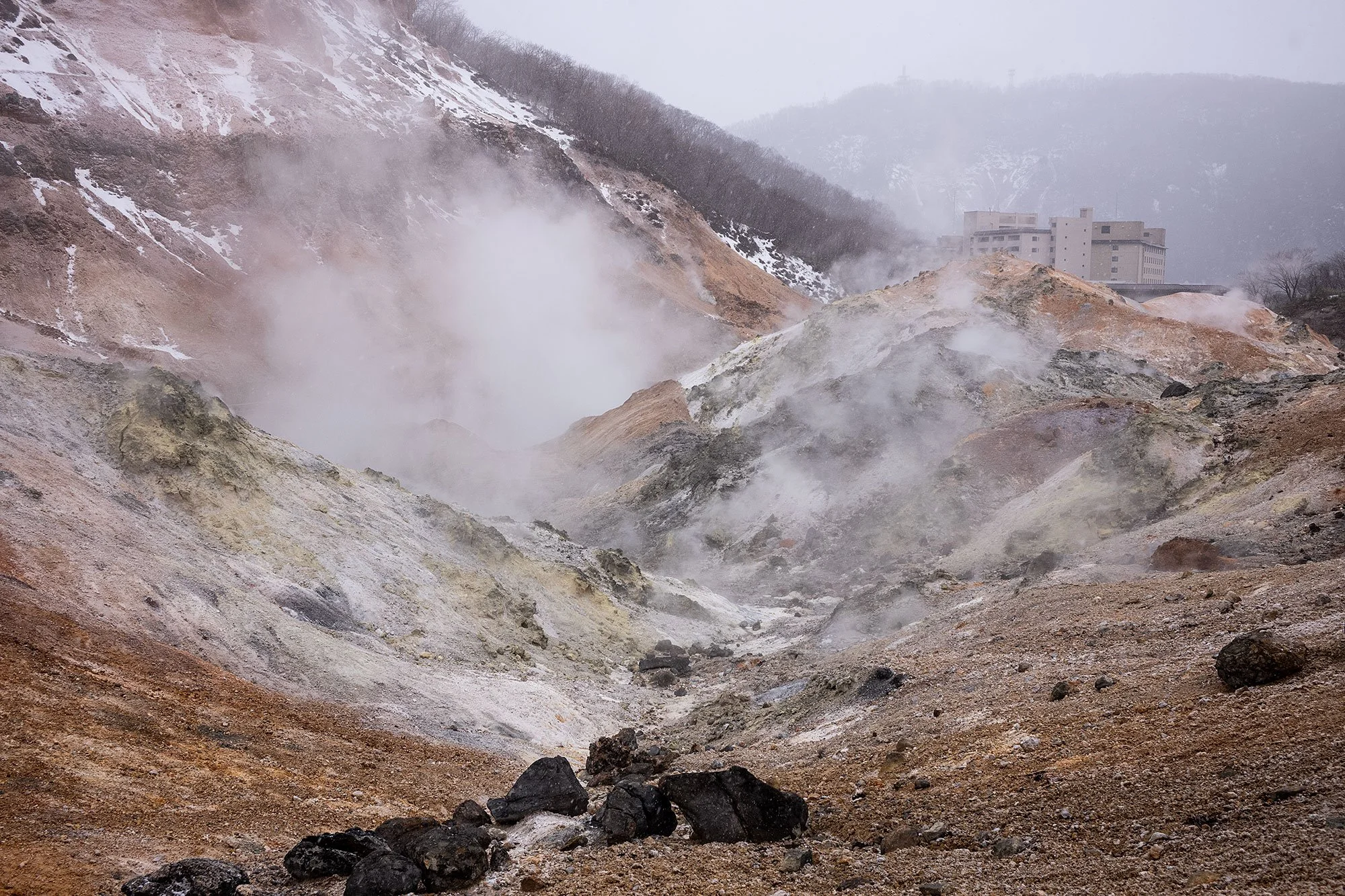 Jigokudani (Hell Valley) Noboribetsu, Japan.