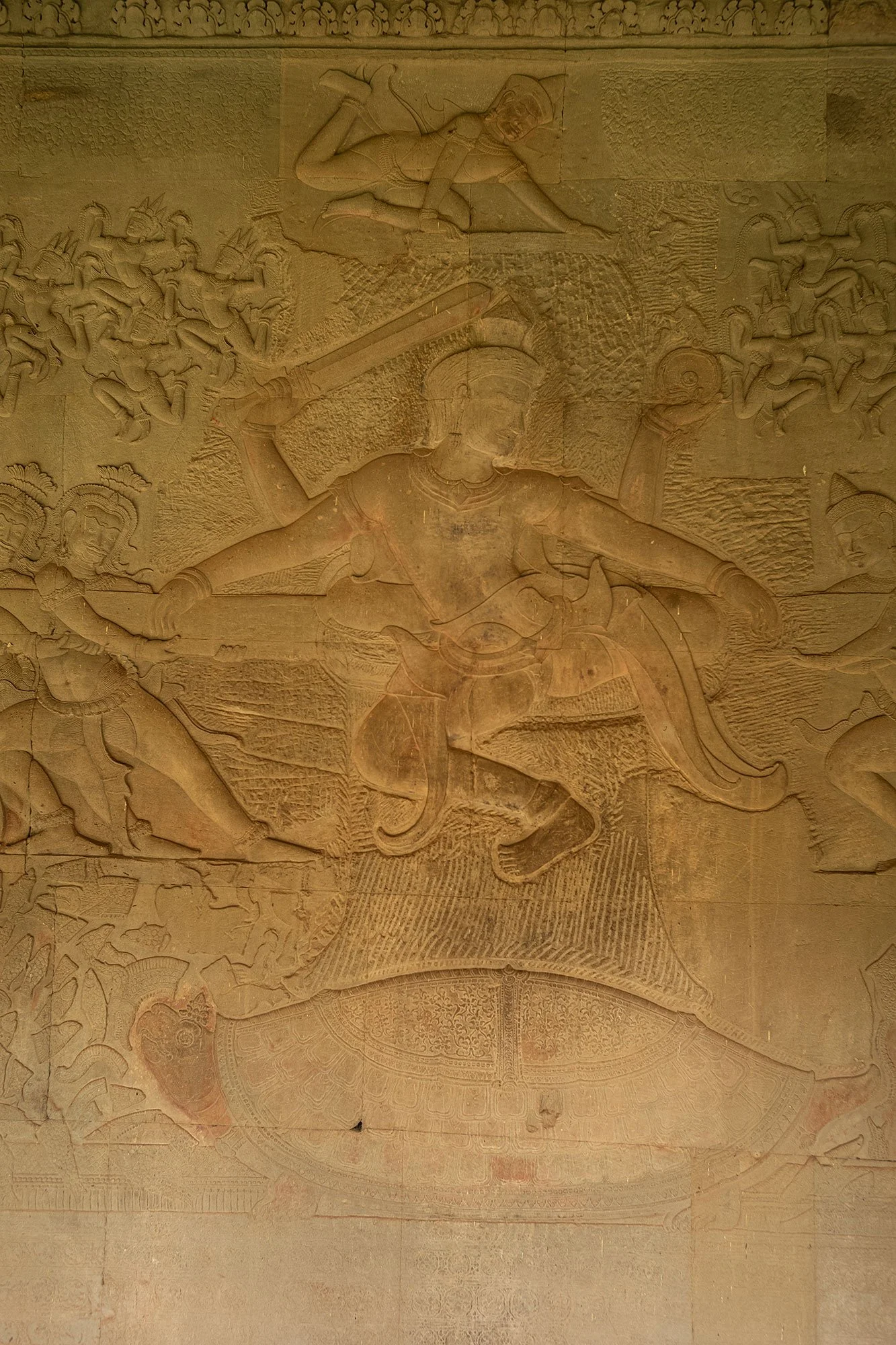 Angkor Wat churning the ocean of milk mural. Cambodia.