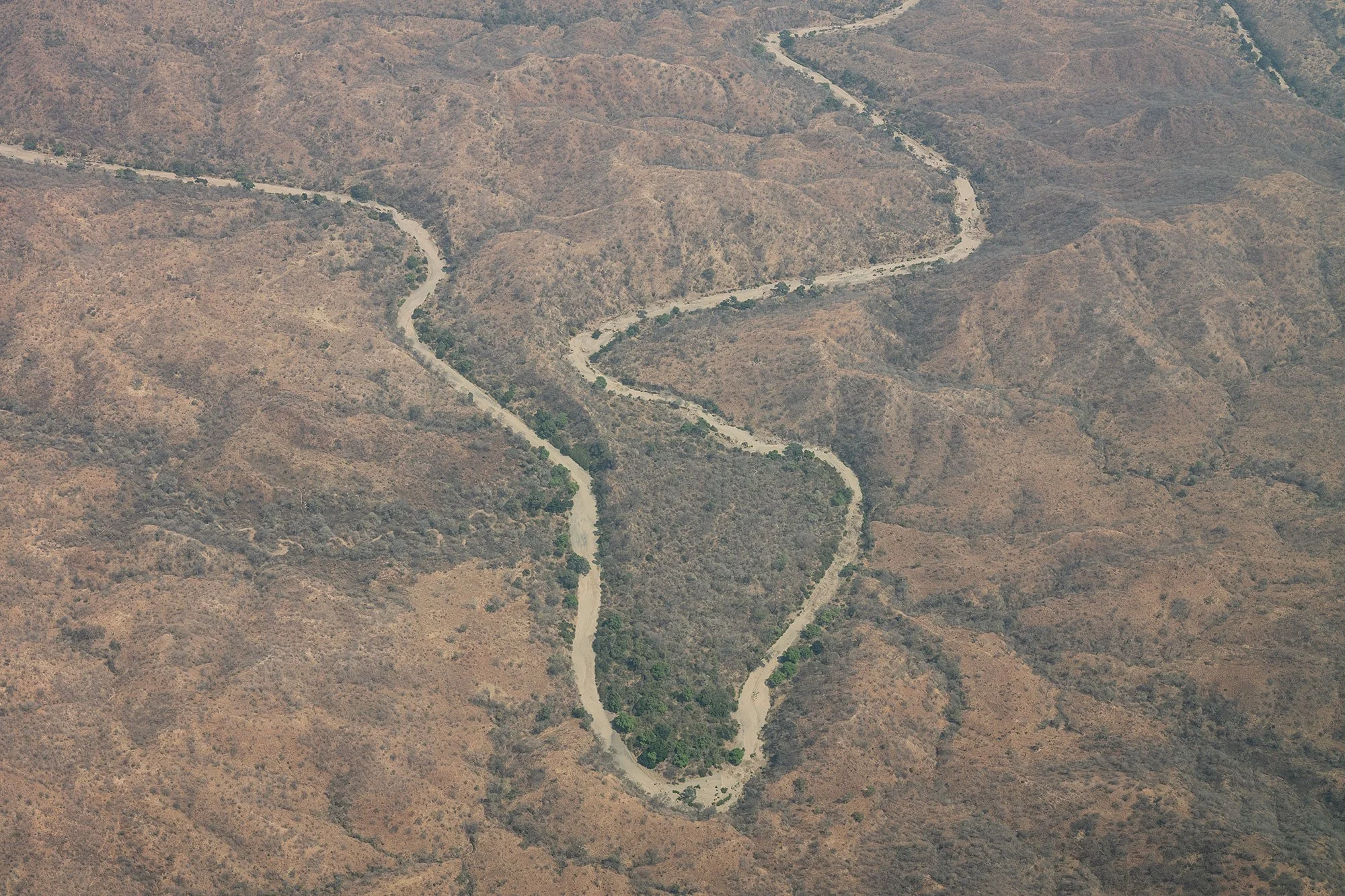 Flying over Zimbabwe from Harare to Mana Pools.