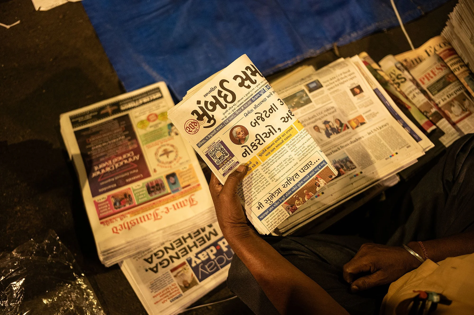 Newspaper market, Mumbai, India.