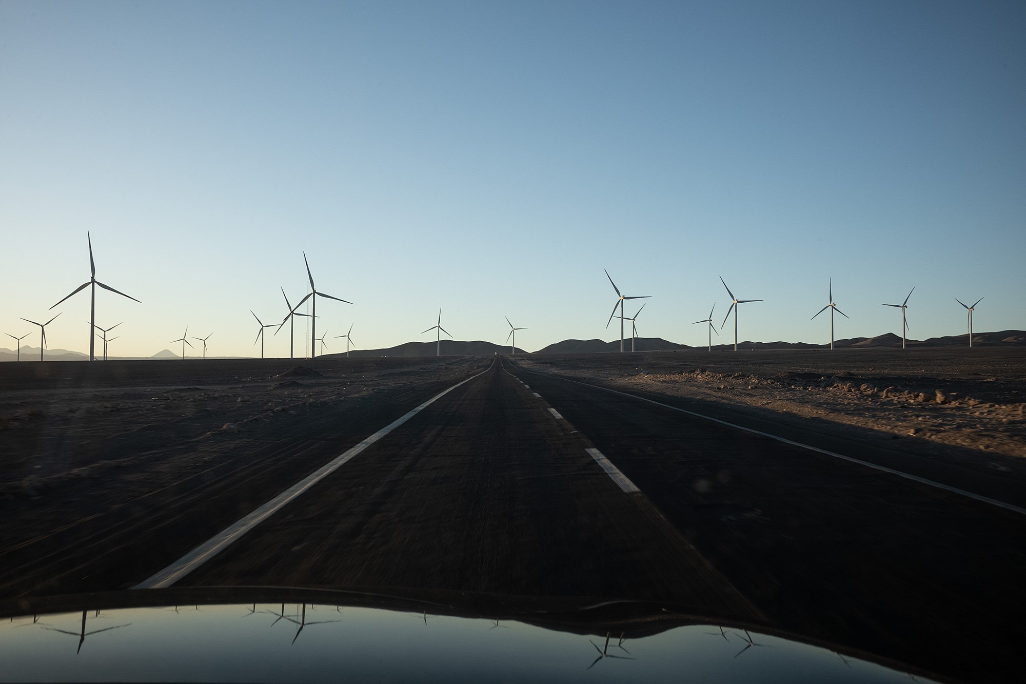 Wind farm outside of Calama, Chile.