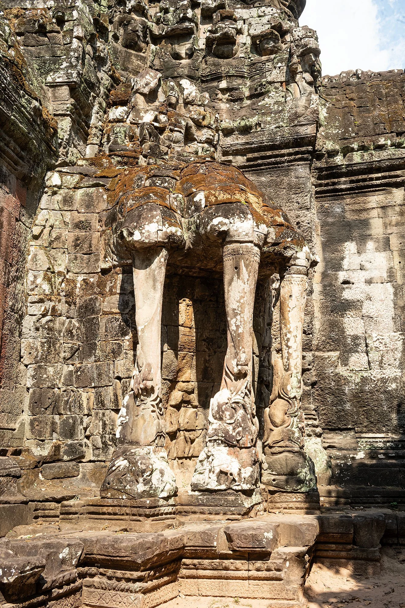 Three-headed elephant. Victory Gate. Angkor Thom, Cambodia.